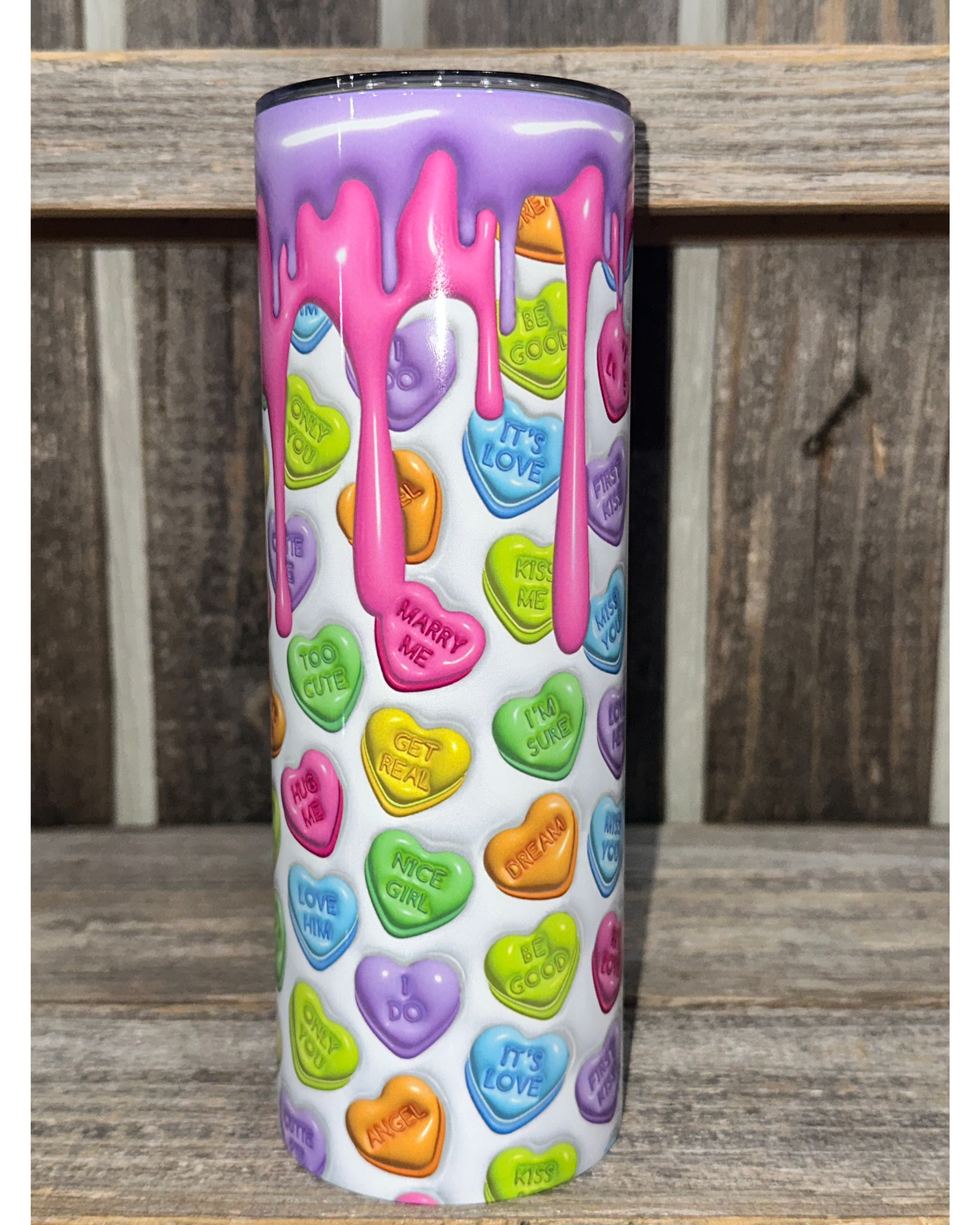 Candy Conversation Hearts - Puffy 3D Look - Paint Drip - VDay Valentines