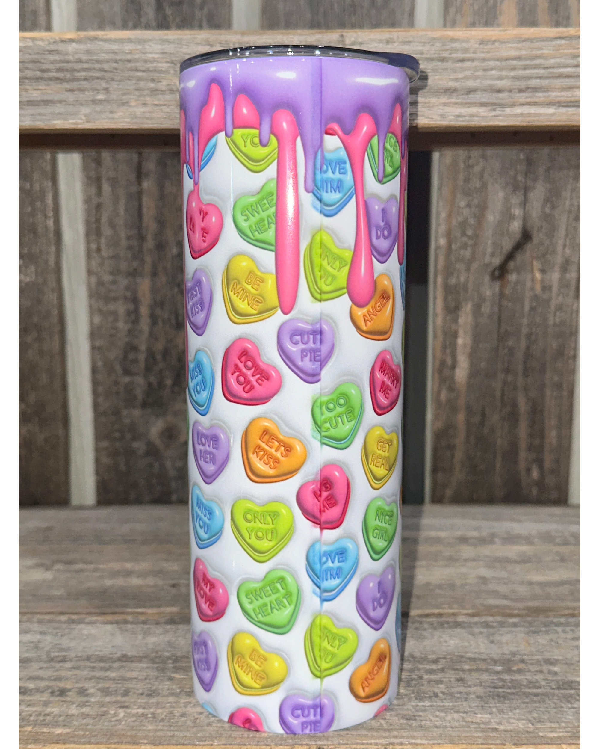 Candy Conversation Hearts - Puffy 3D Look - Paint Drip - VDay Valentines