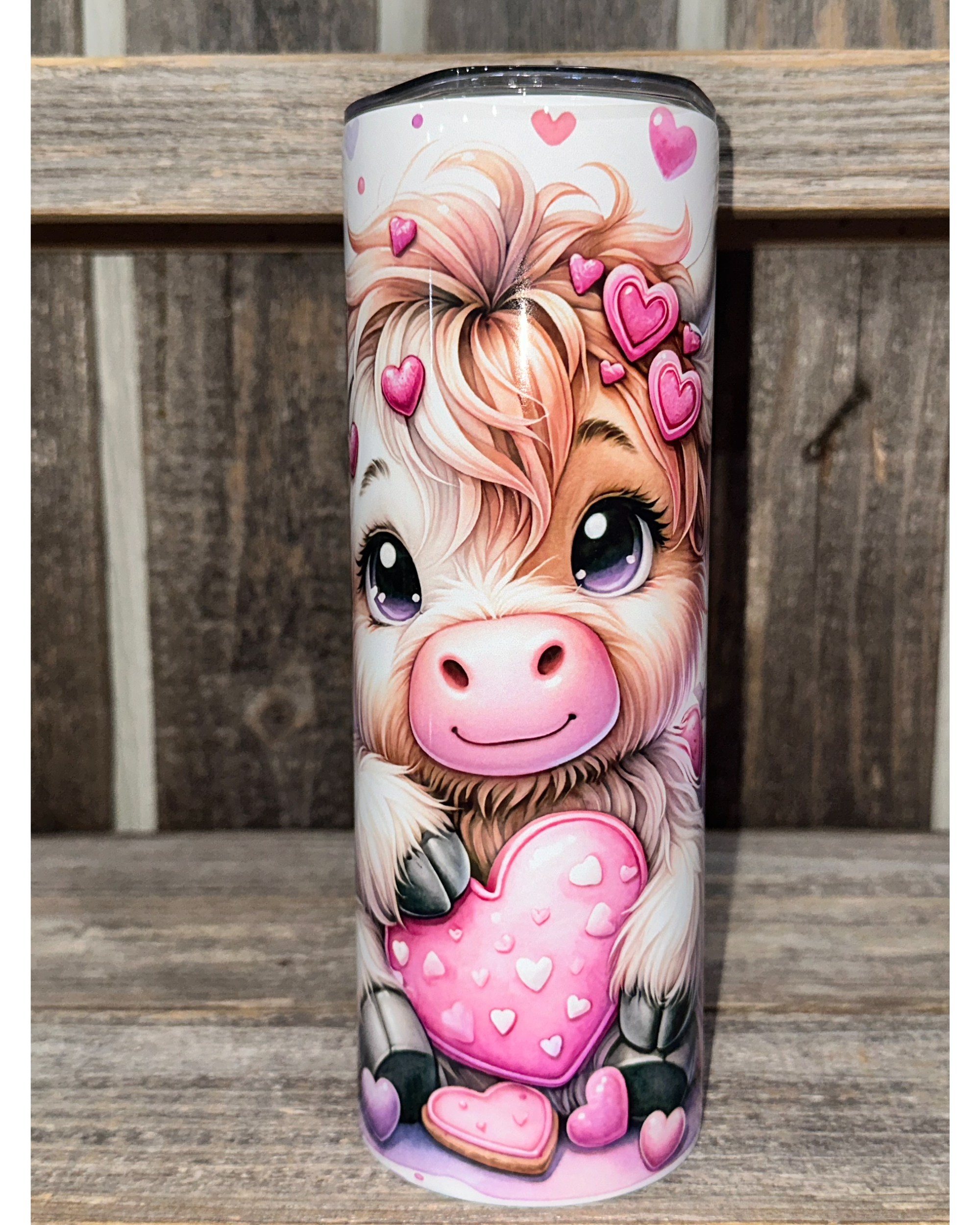 Highland Cow With VDay Valentines Day Cookies