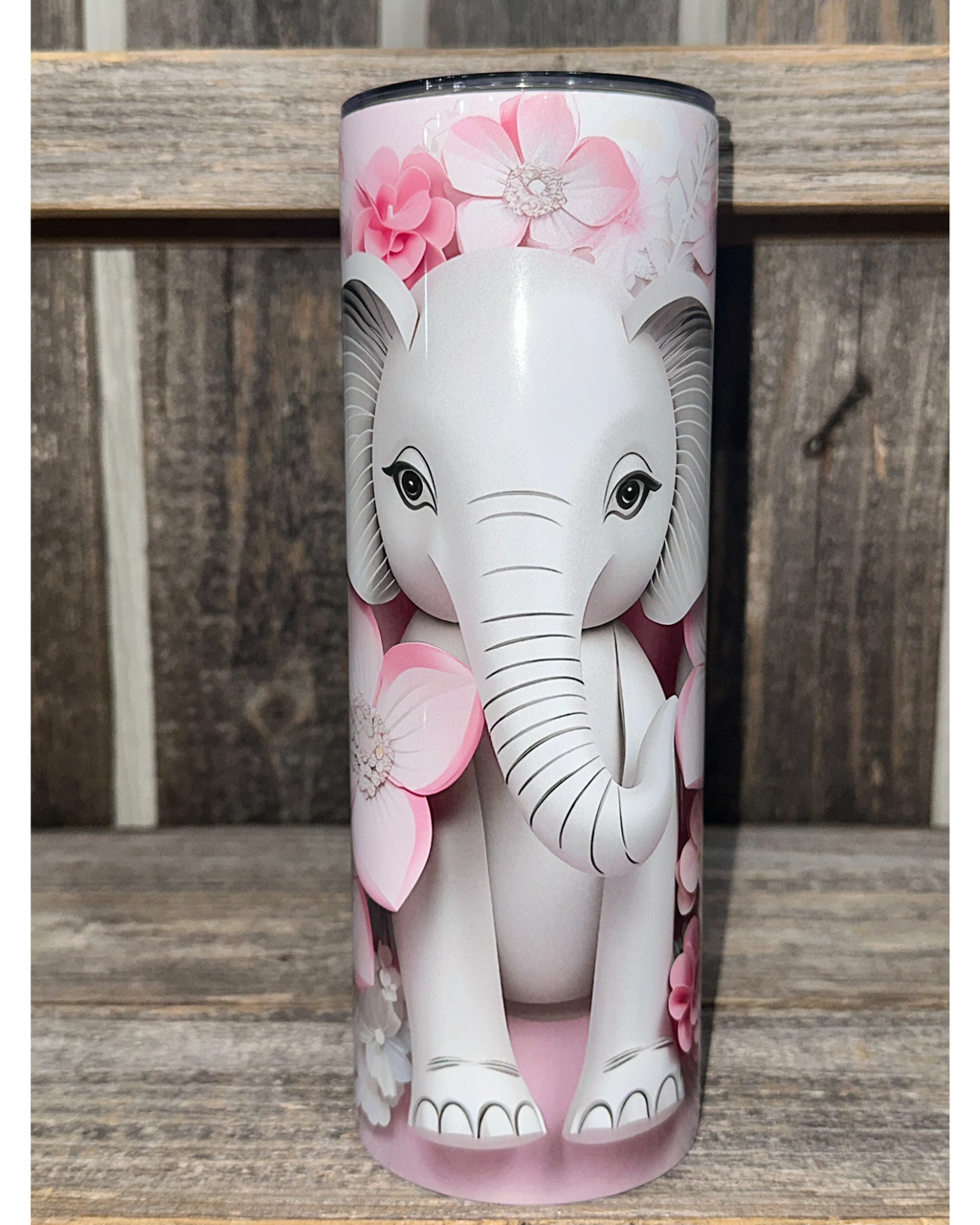 Elephant with Flowers - 3D Looking