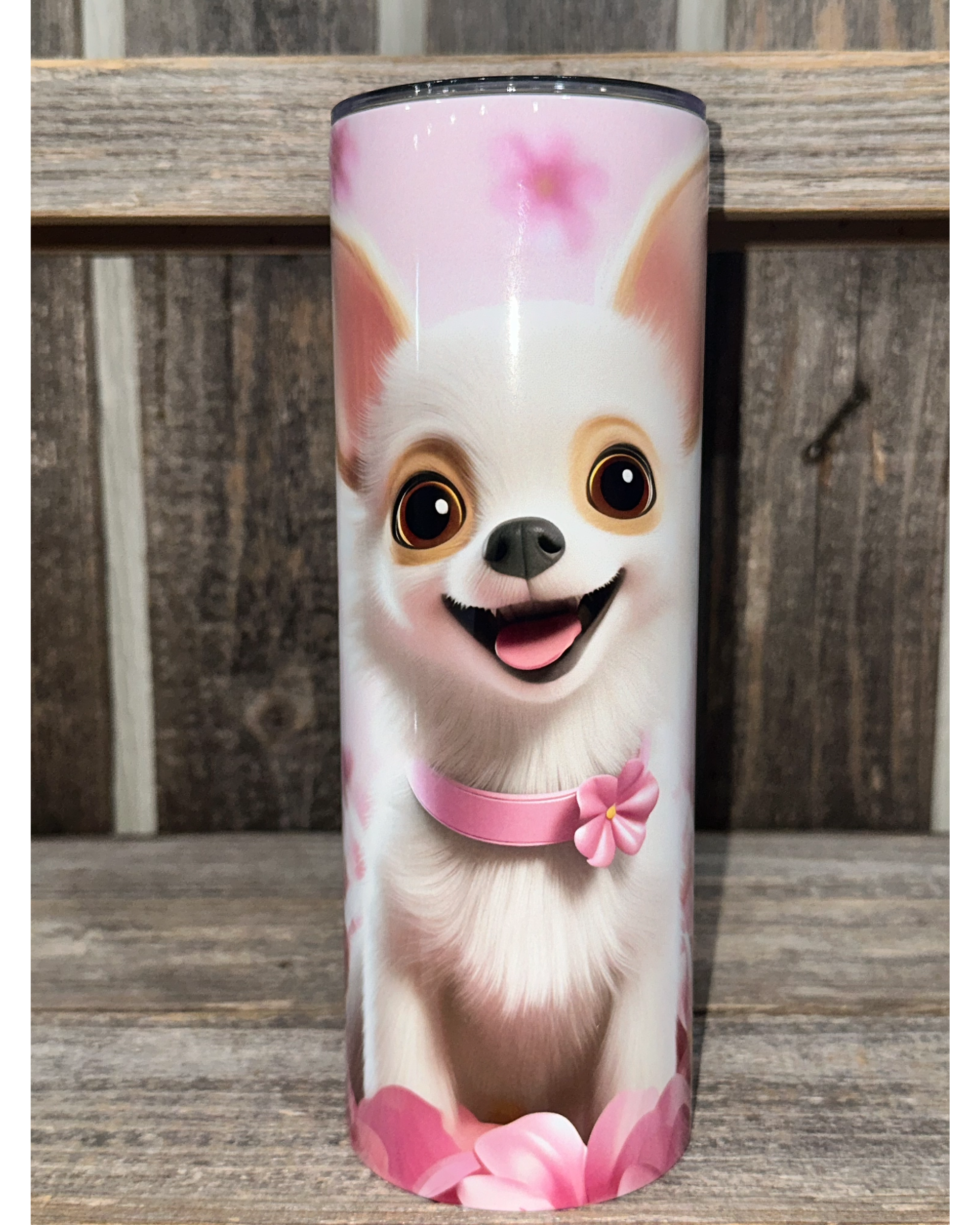 Puppy Dog with Flowers - 3D Look