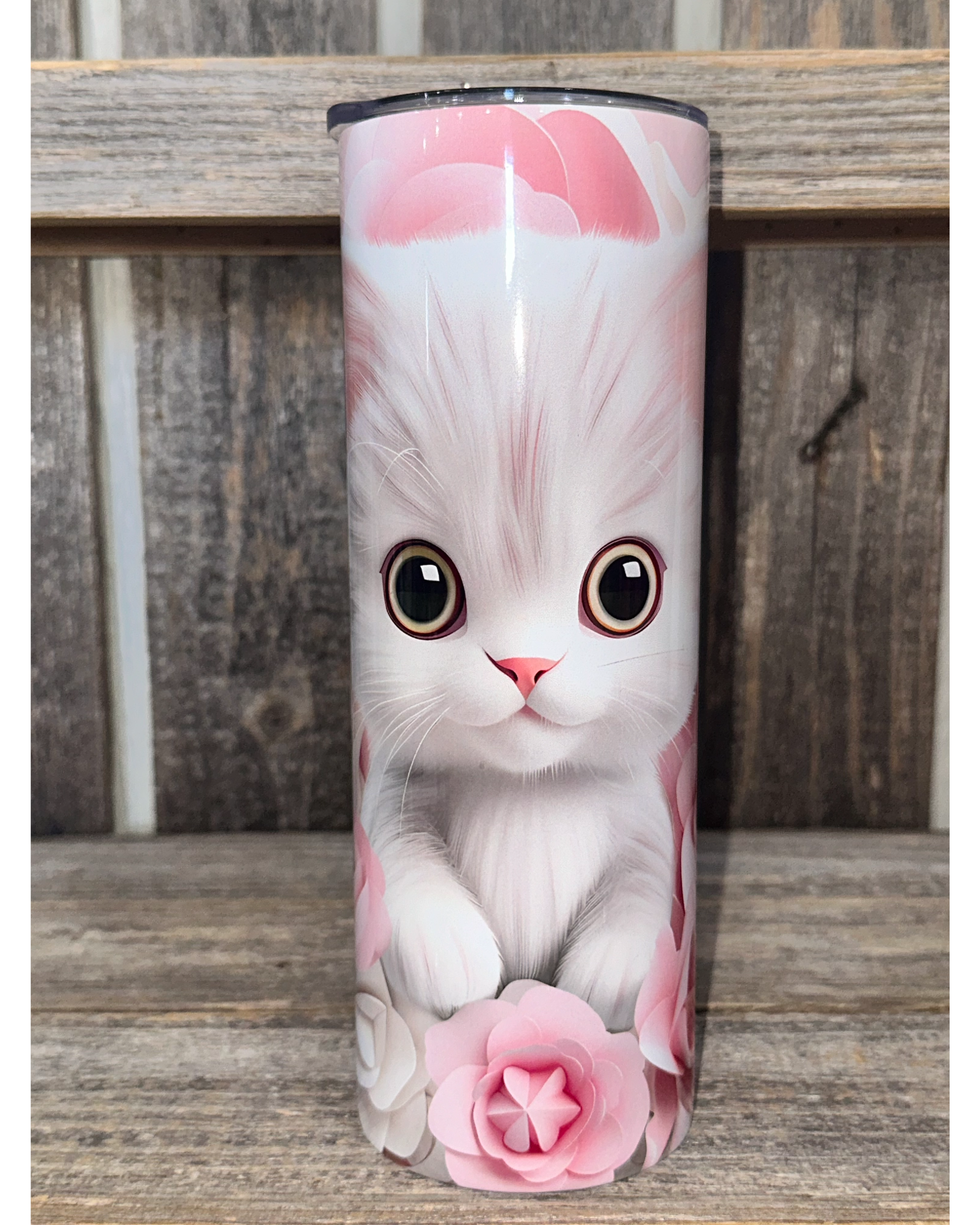 Kitty Cat with Flowers - 3D Look