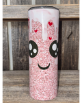 Kawaii Face - Sparkle Valentines Day Hearts with Paint Drip - VDay