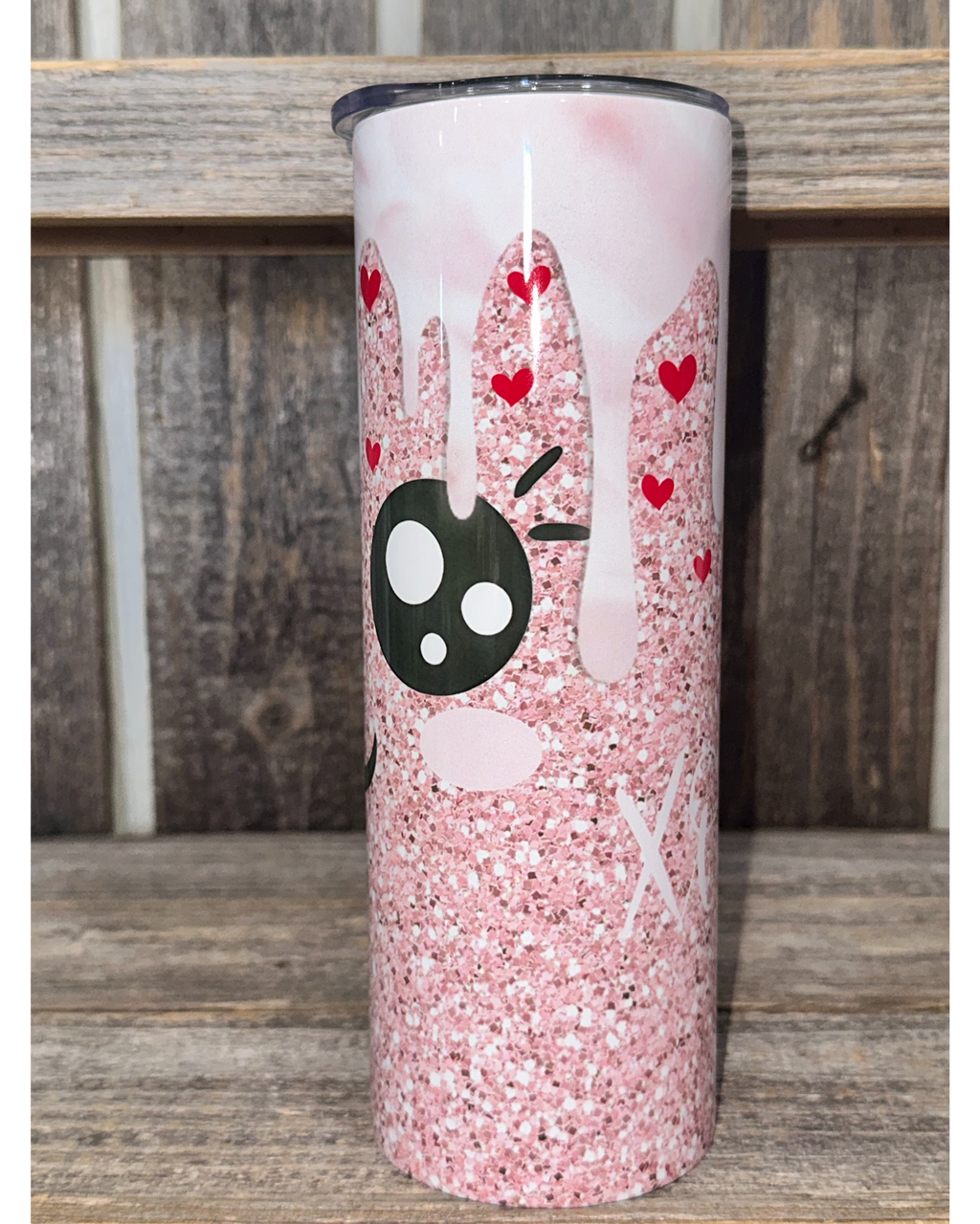 Kawaii Face - Sparkle Valentines Day Hearts with Paint Drip - VDay