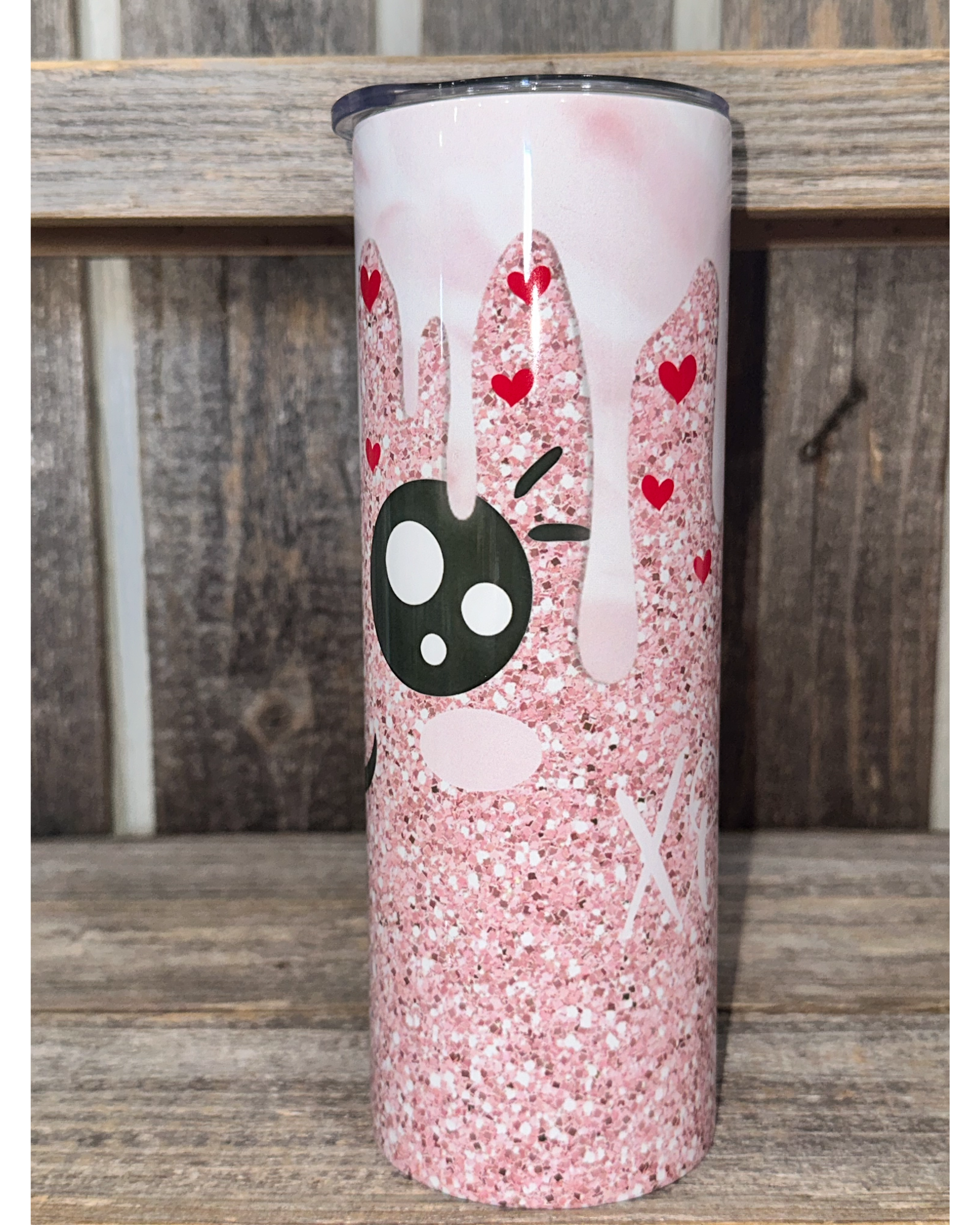 Kawaii Face - Sparkle Valentines Day Hearts with Paint Drip - VDay