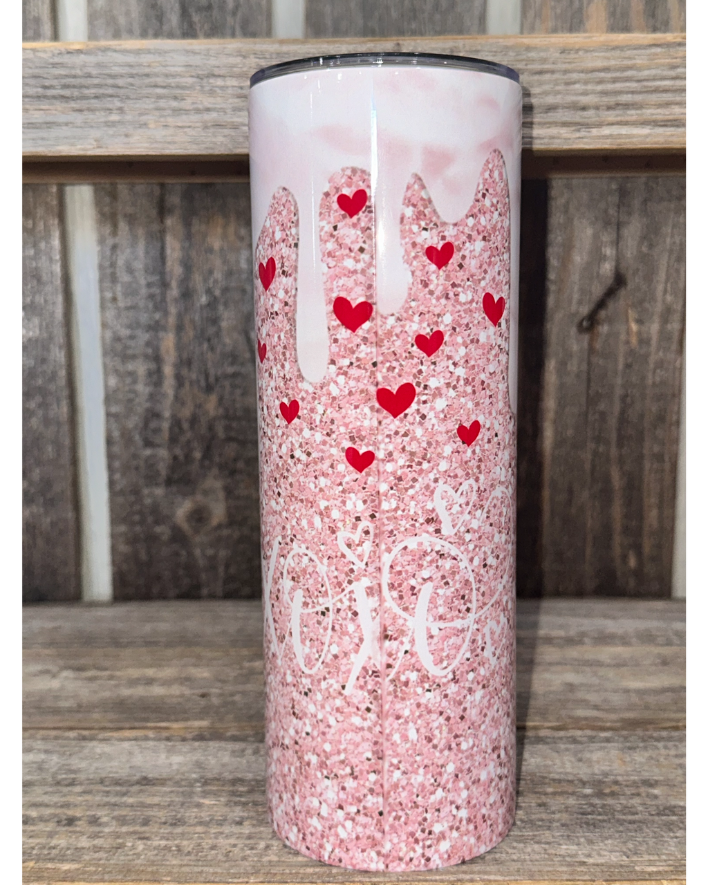 Kawaii Face - Sparkle Valentines Day Hearts with Paint Drip - VDay