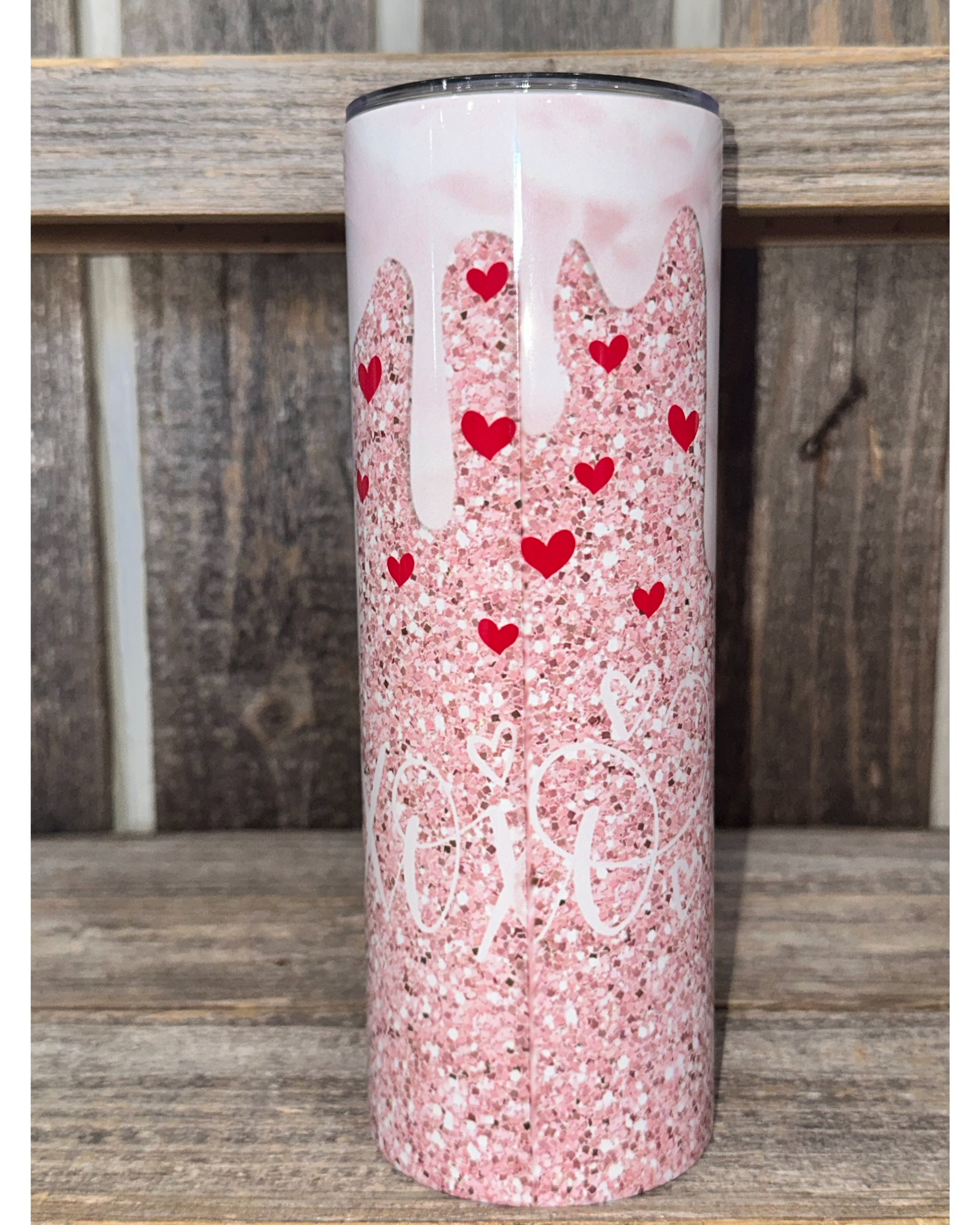 Kawaii Face - Sparkle Valentines Day Hearts with Paint Drip - VDay