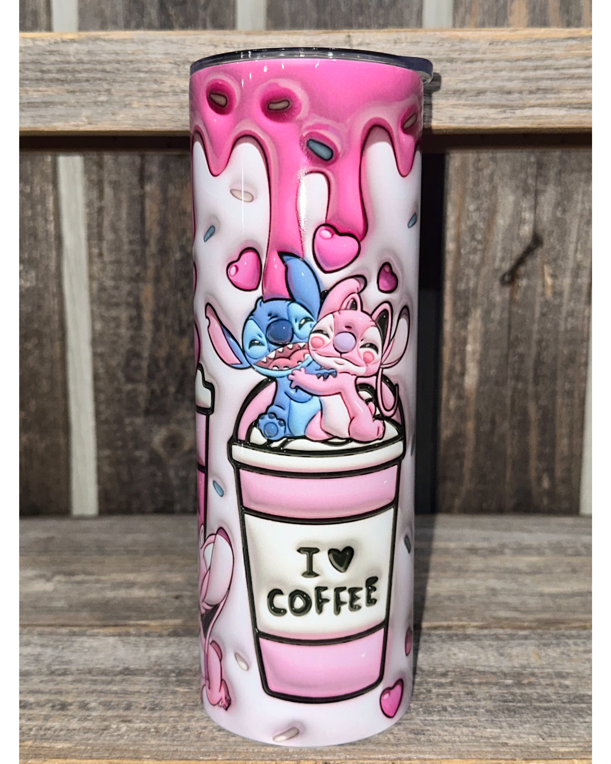 I Love Coffee - 3D Puffy Look - Stitch & Angel