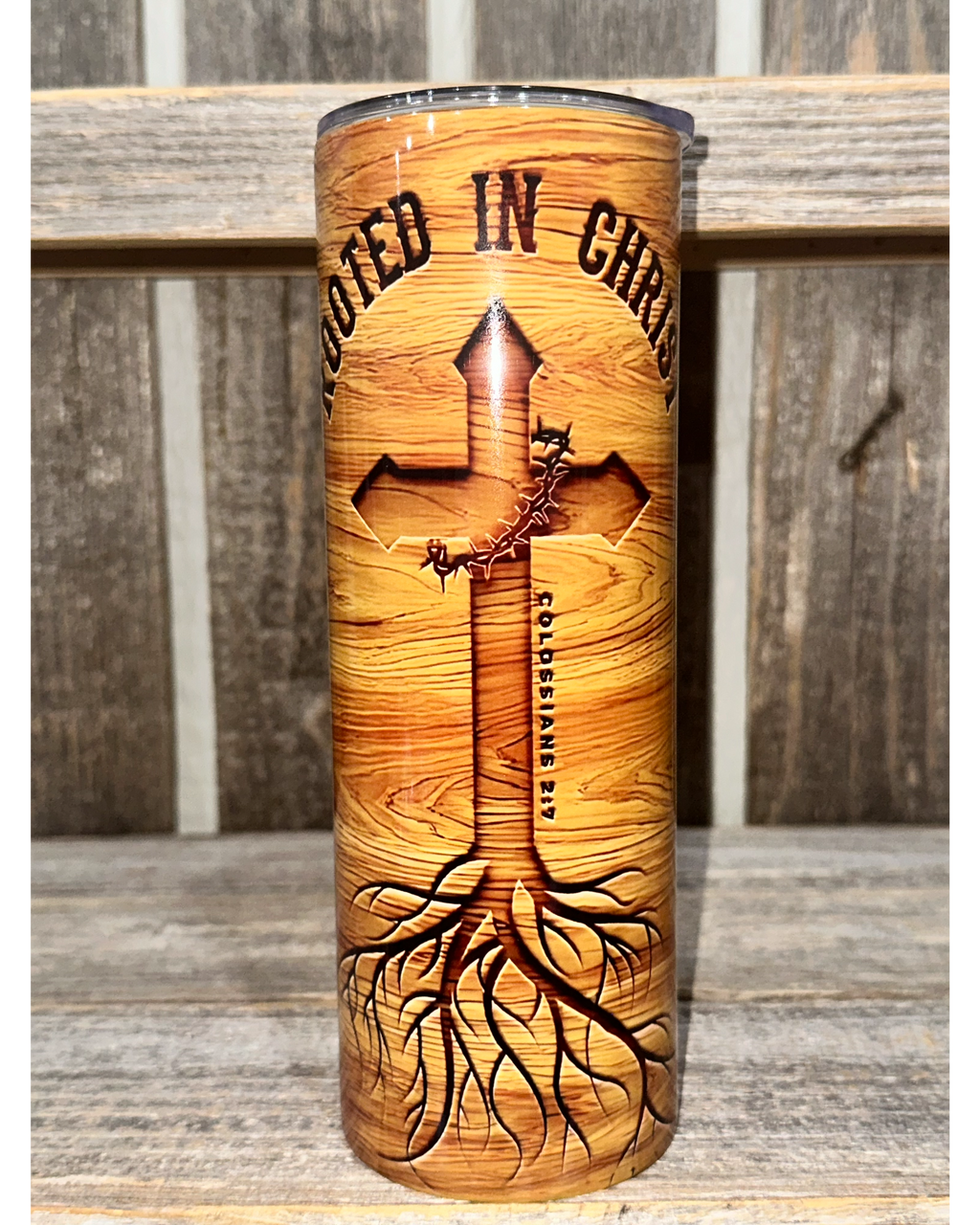 Rooted In Christ - Carved Wood Grain