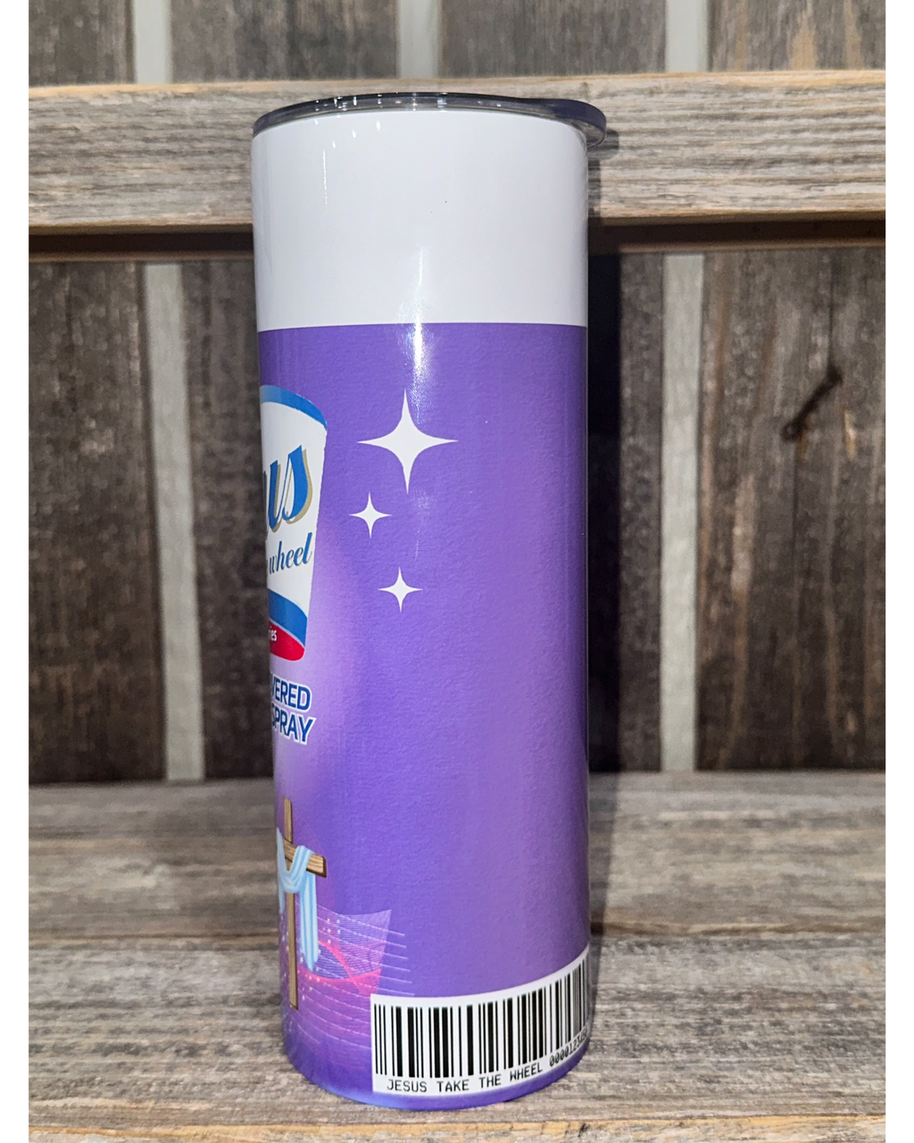 Jesus Take The Wheel - Purple with Clear Lid