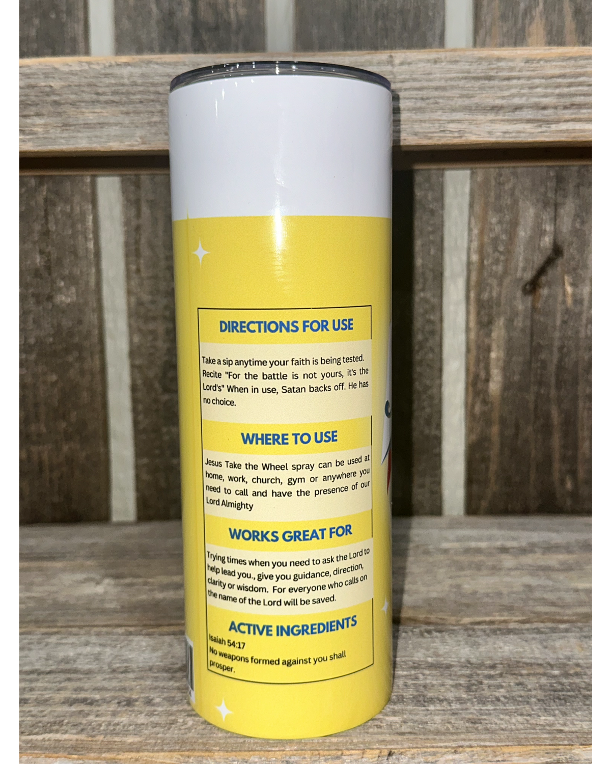 Jesus Take The Wheel - Yellow with Clear Lid