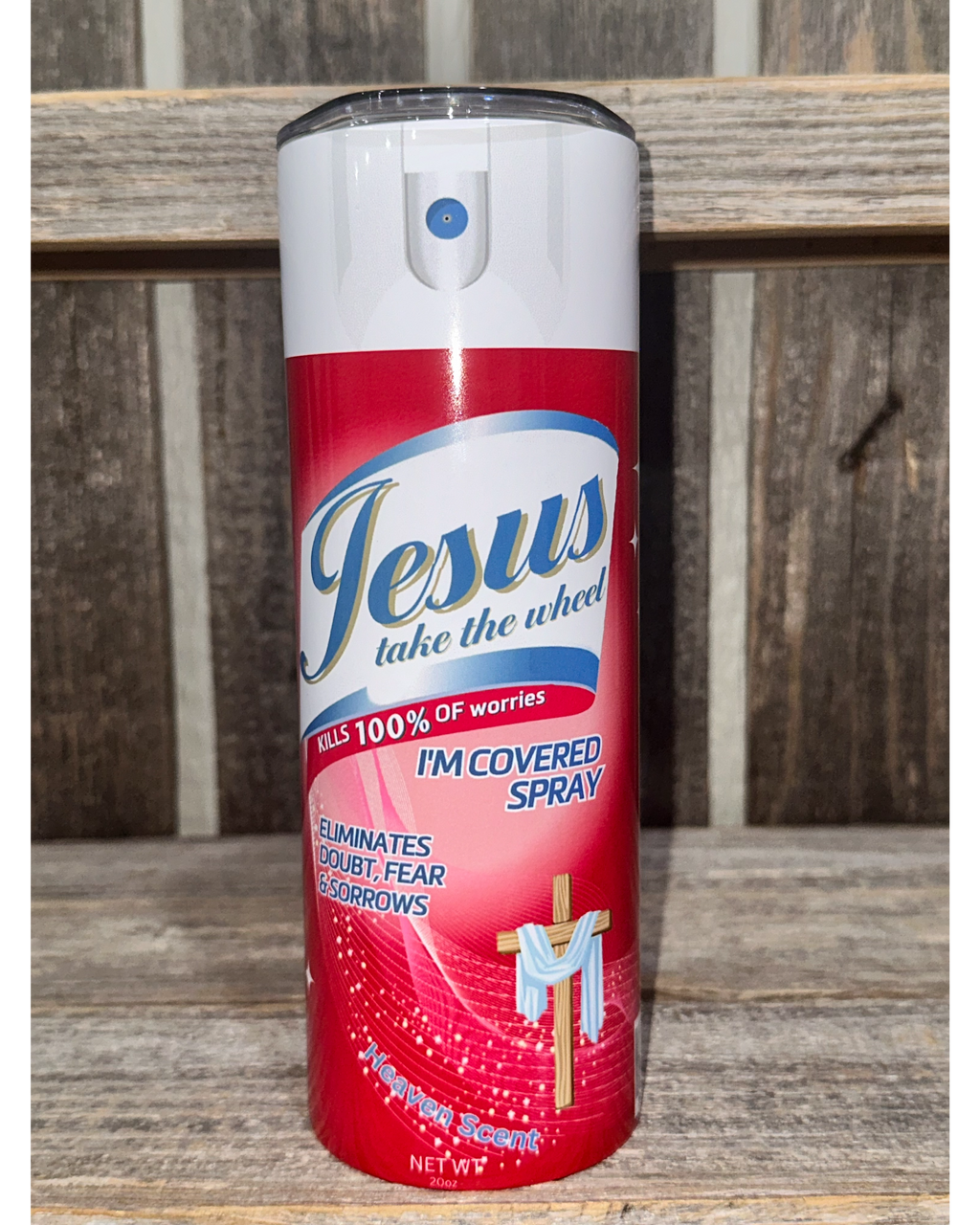 Jesus Take The Wheel - Red with Clear Lid