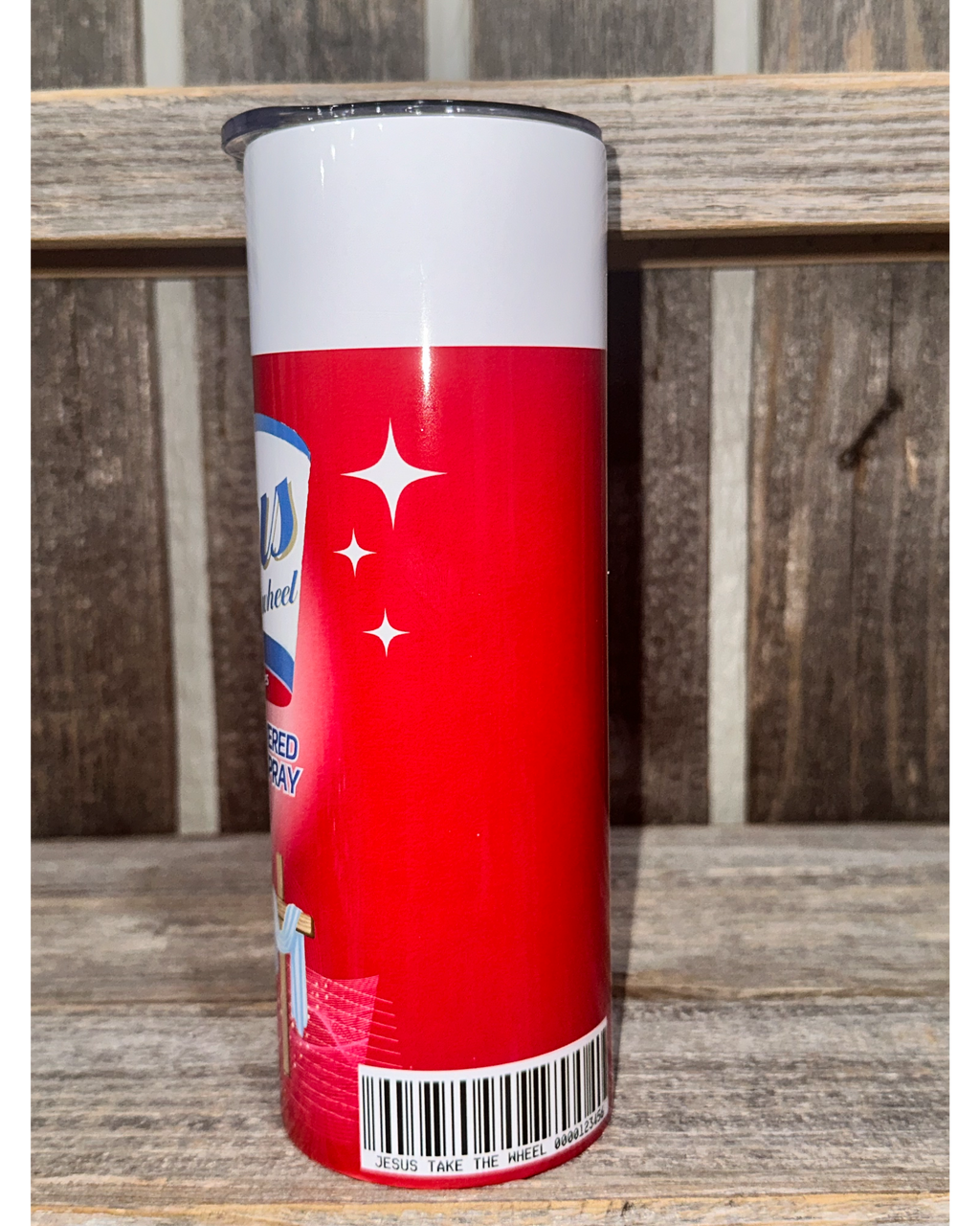 Jesus Take The Wheel - Red with Clear Lid