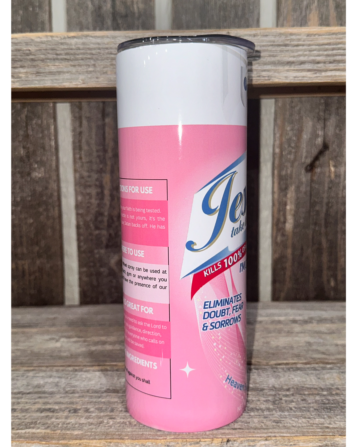 Jesus Take The Wheel - Pink with Clear Lid