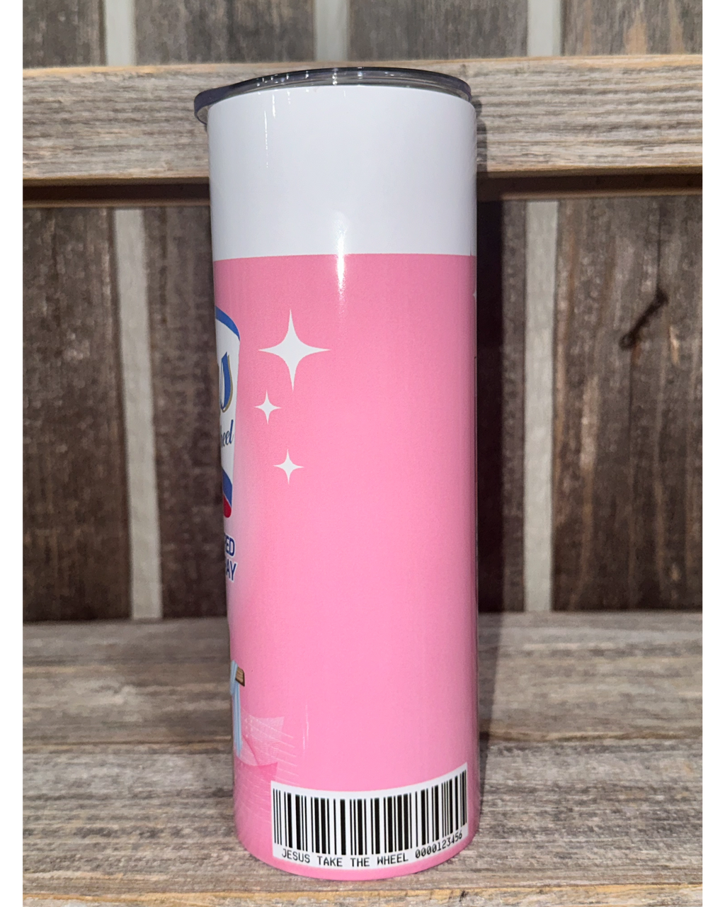 Jesus Take The Wheel - Pink with Clear Lid
