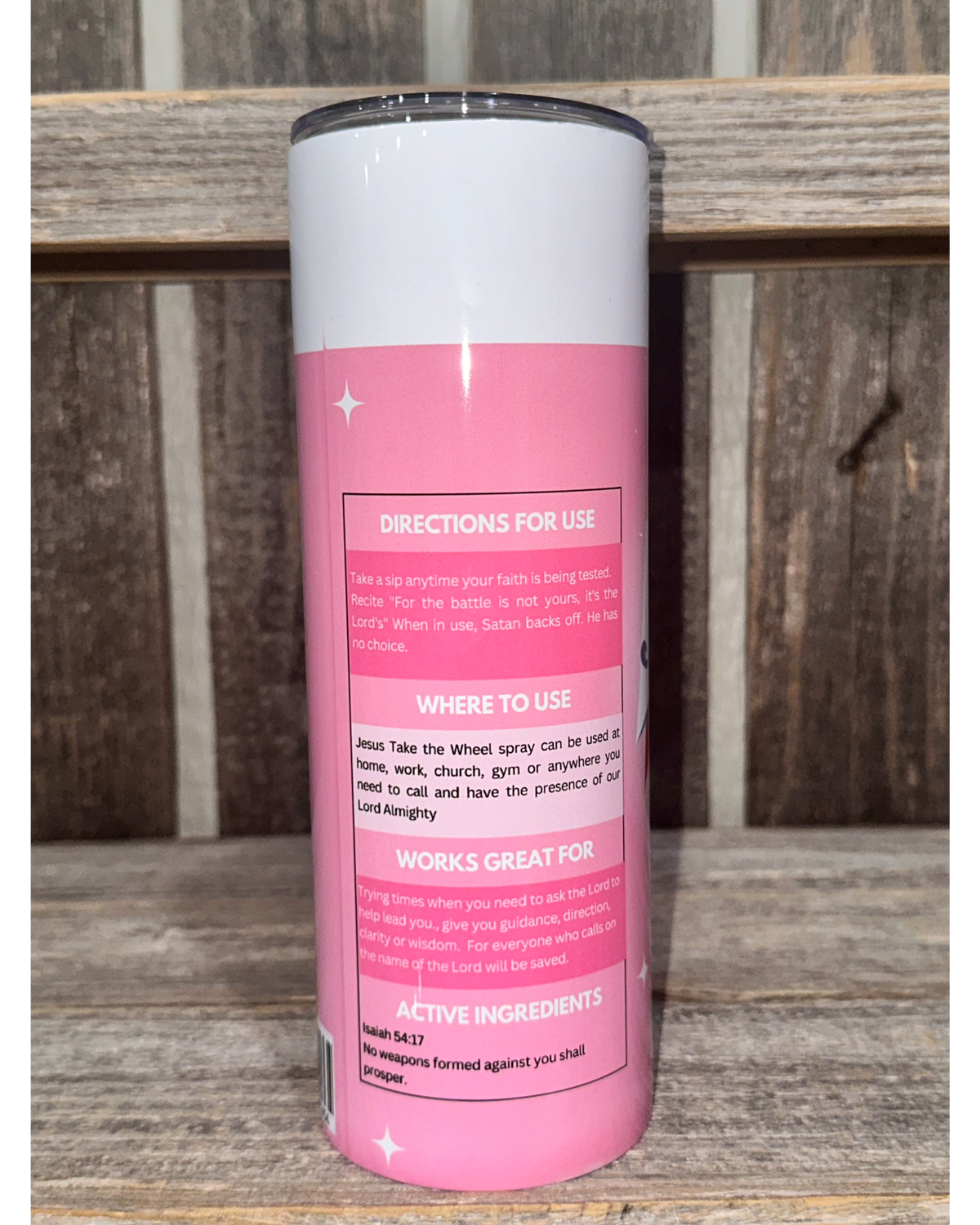 Jesus Take The Wheel - Pink with Clear Lid