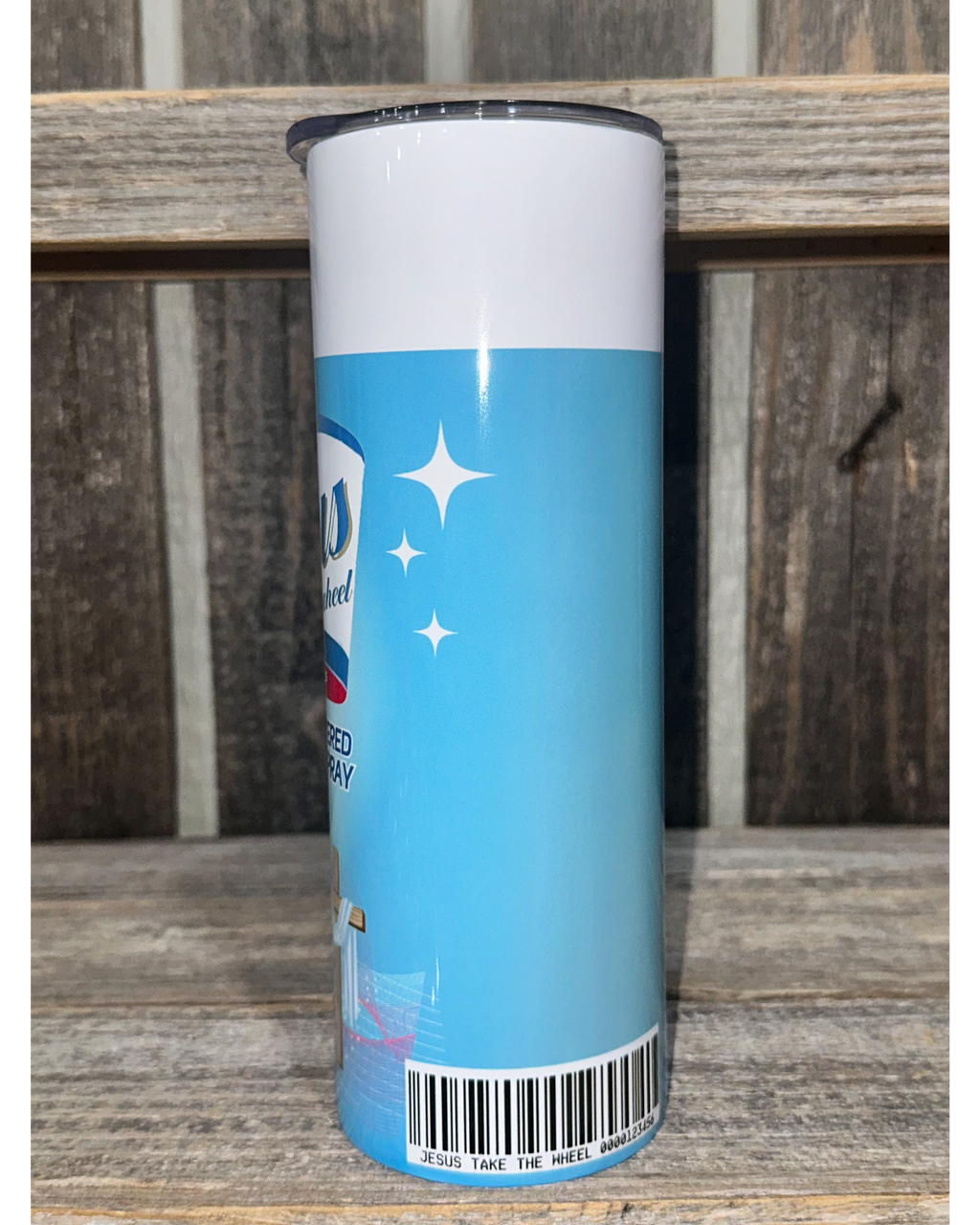 Jesus Take The Wheel - Blue with Clear Lid