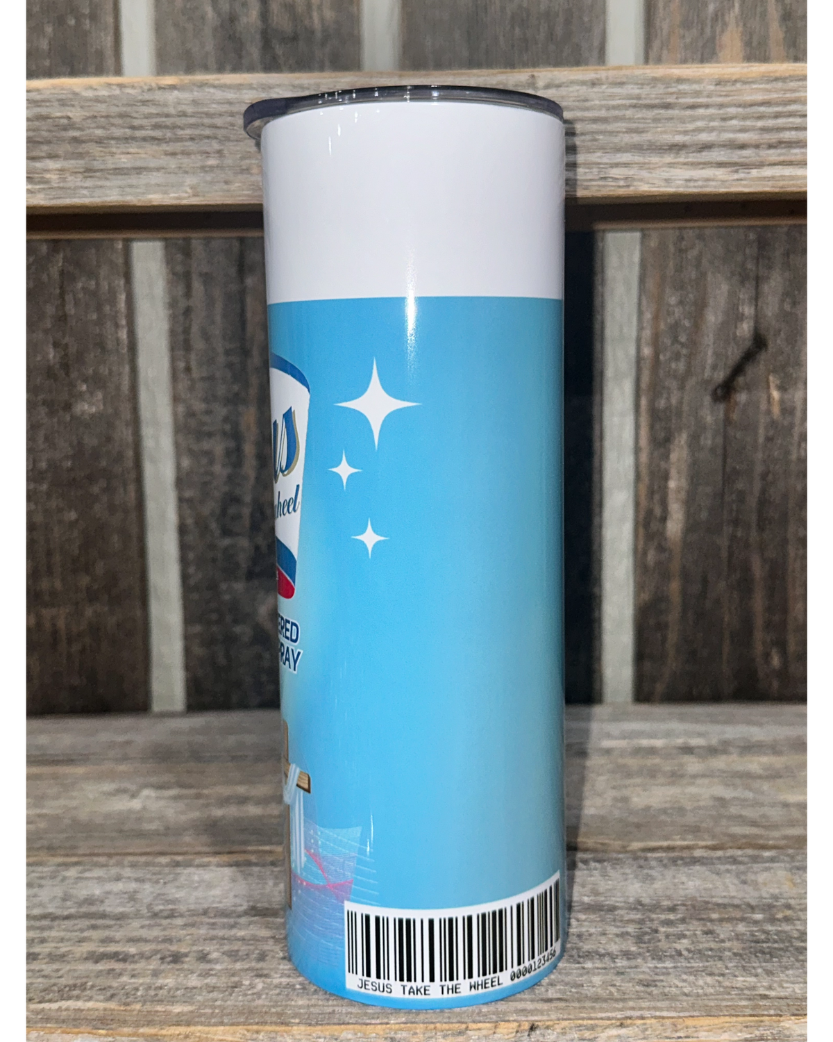 Jesus Take The Wheel - Blue with Clear Lid