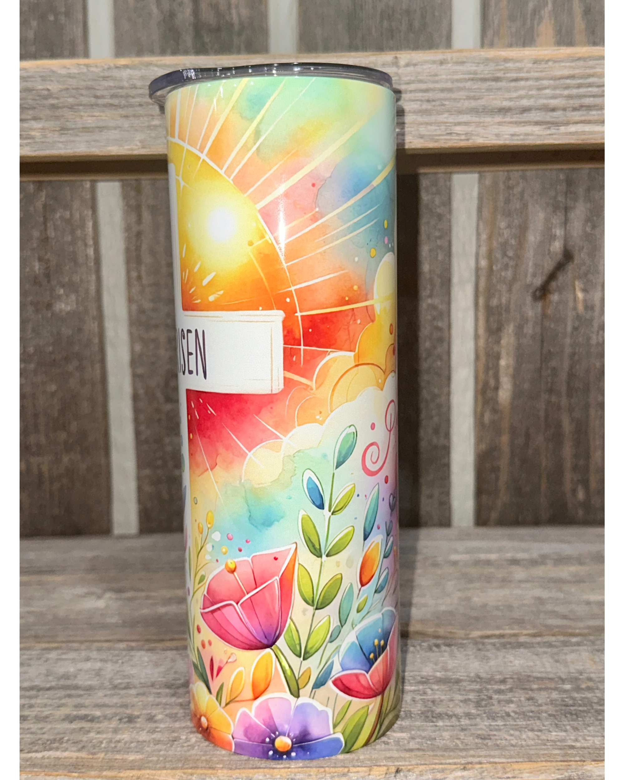 He Is Risen Cross - Sunshine and Flowers