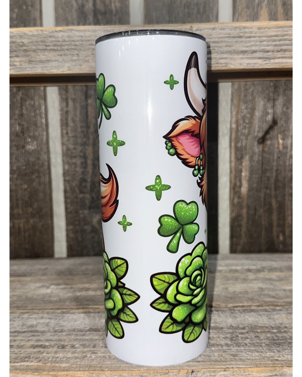 Cute Highland Cow - Green Plaid Shamrocks