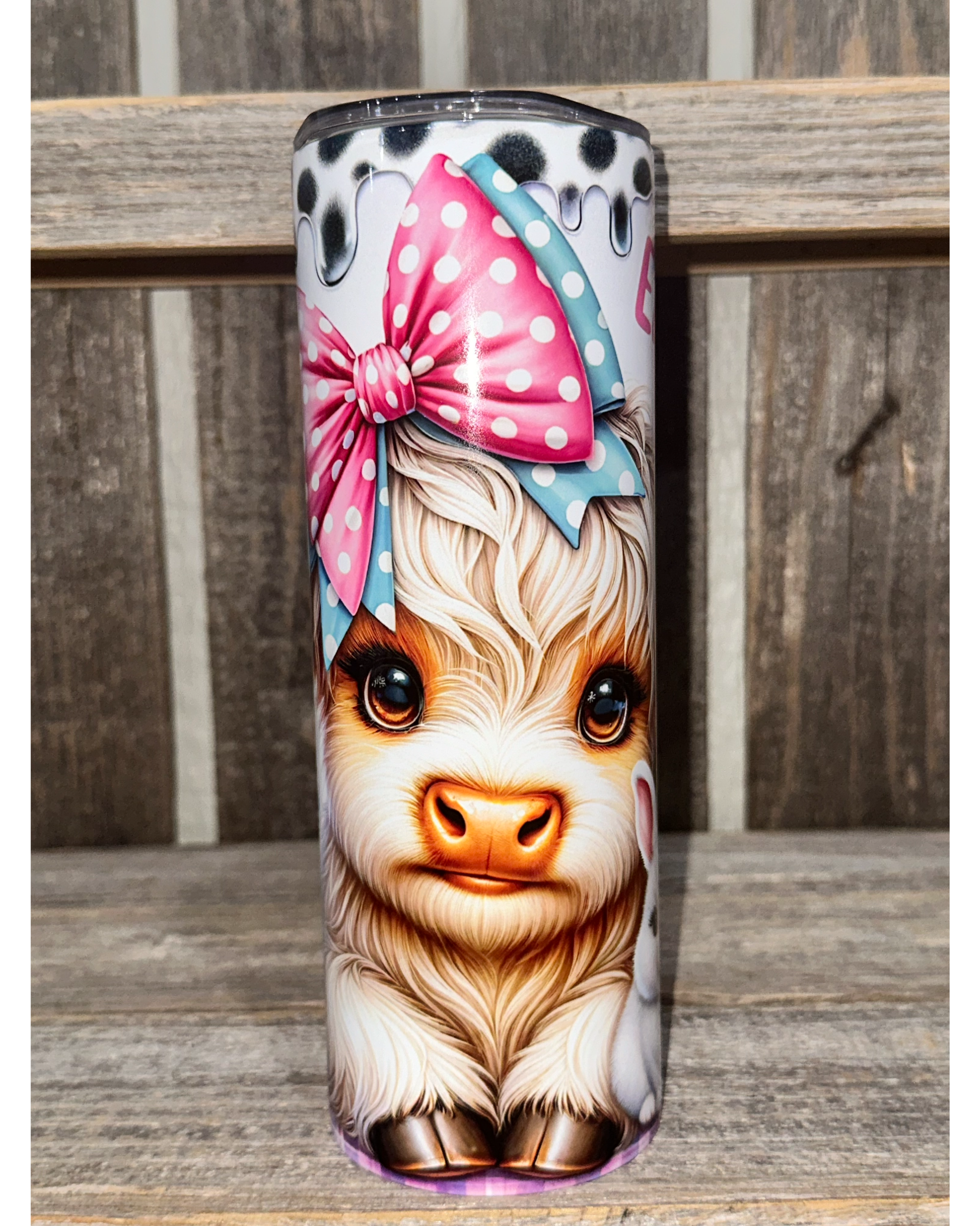 Cow Print Paint Drip - Baby Highland Cow - Easter