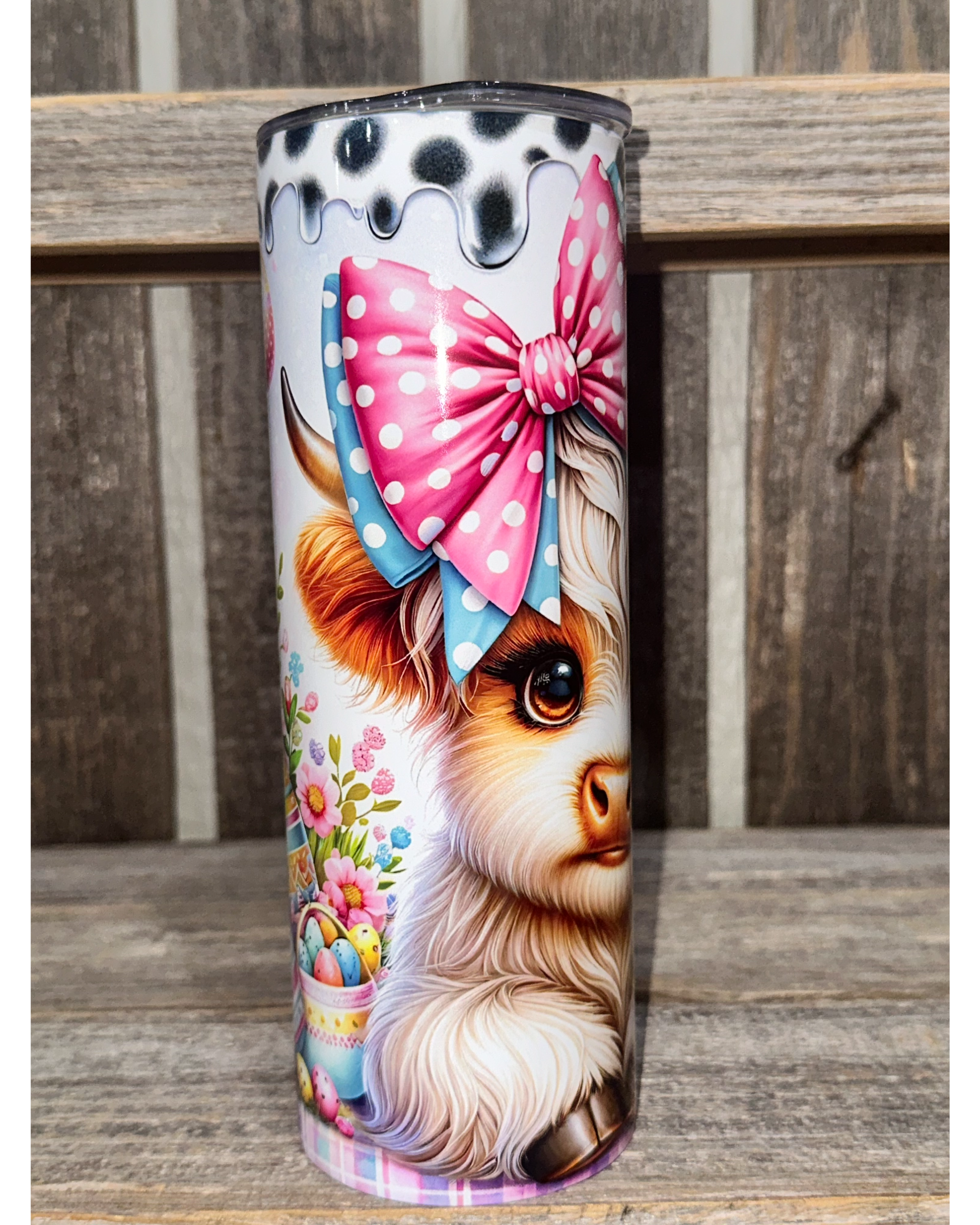 Cow Print Paint Drip - Baby Highland Cow - Easter