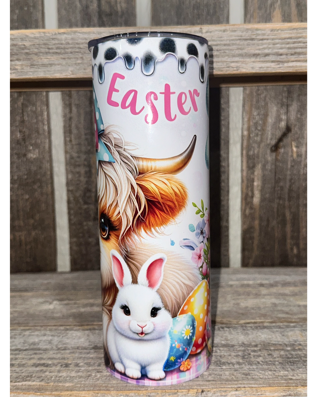 Cow Print Paint Drip - Baby Highland Cow - Easter