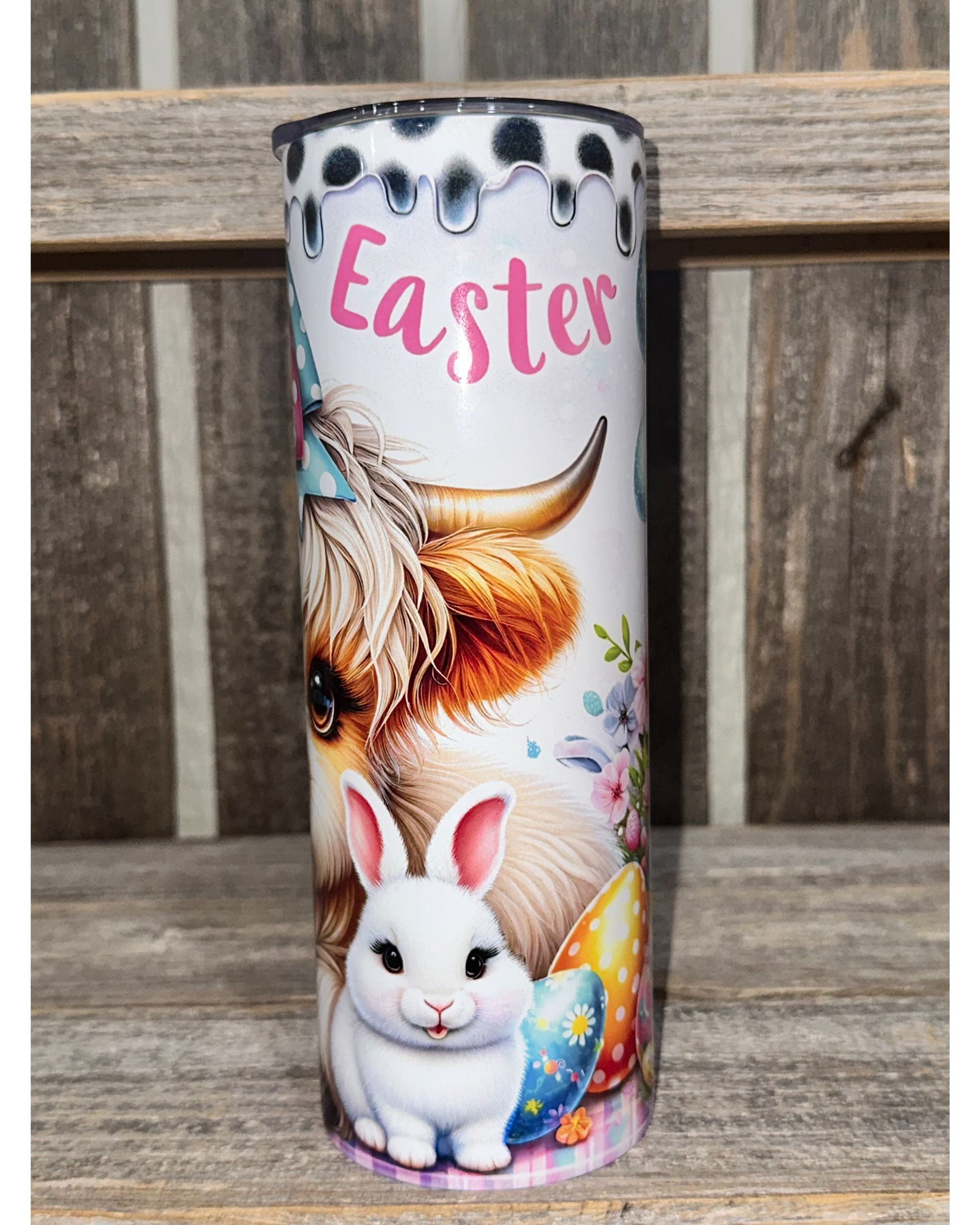Cow Print Paint Drip - Baby Highland Cow - Easter