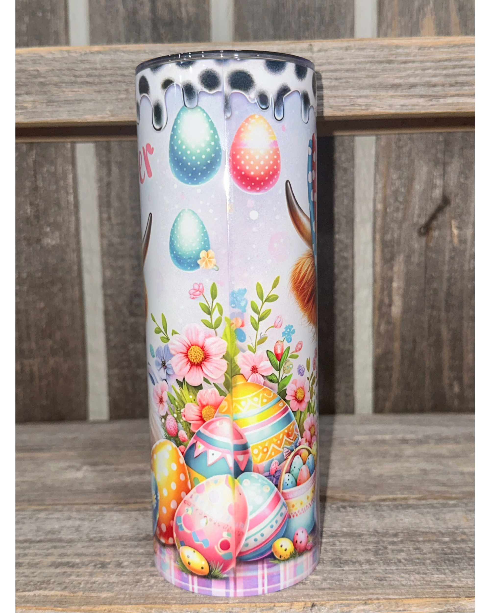 Cow Print Paint Drip - Baby Highland Cow - Easter