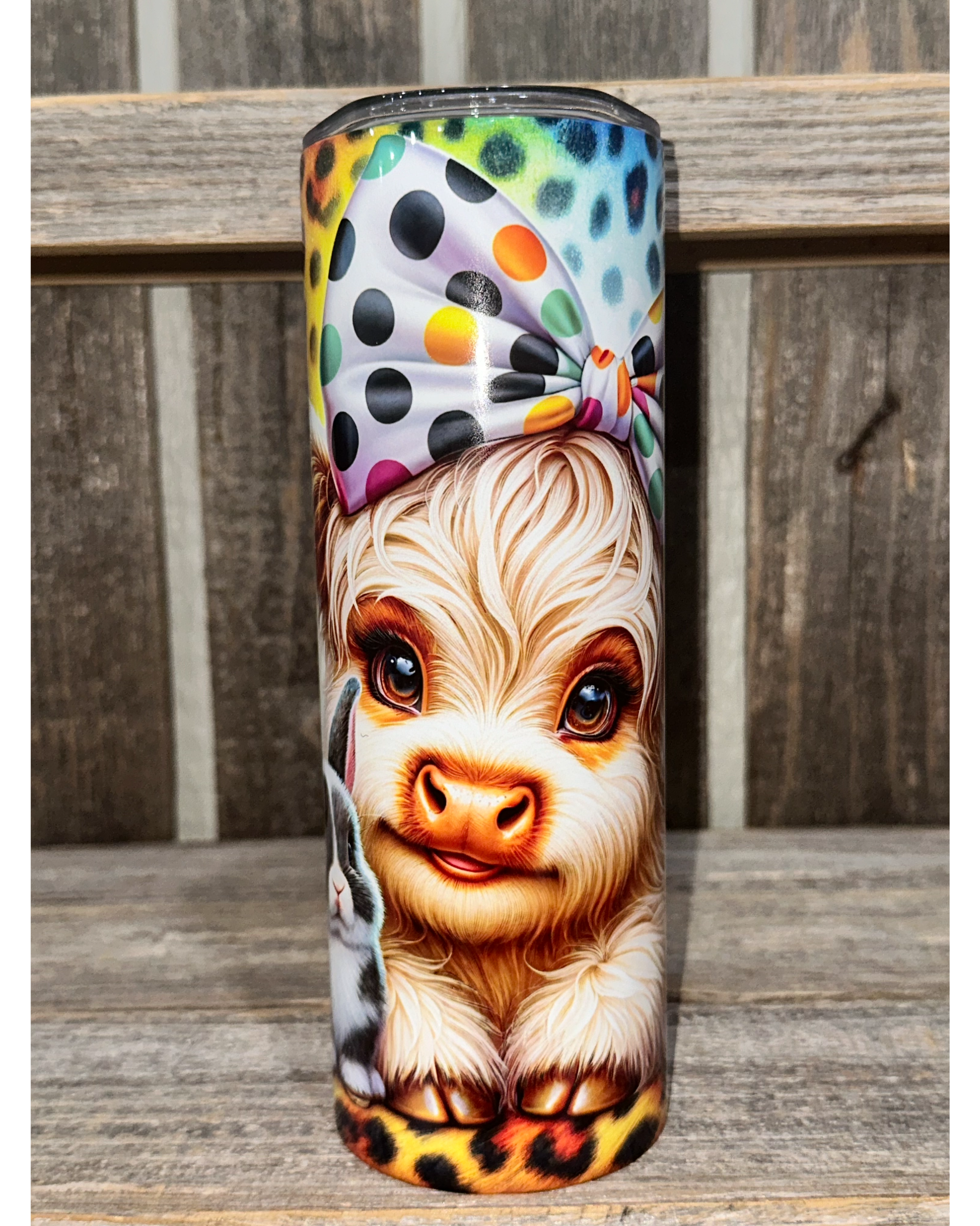 Paint Drip Pokka Dot Easter - Baby Highland Cow