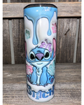 3D Puffy Stitch with Blue Paint Drip
