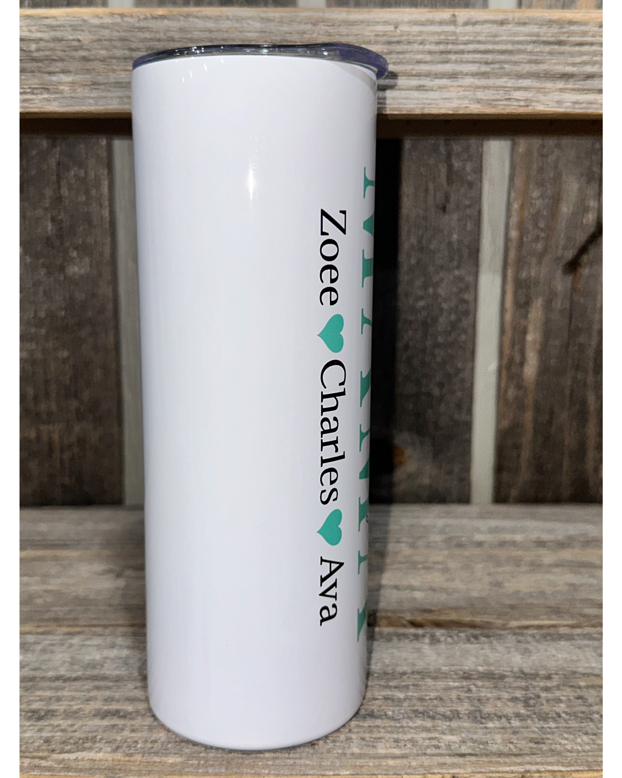 MAMA - Mothers Day Special - ADD CUSTOM NAMES - Teal Shown - Choose From Purple - Teal - Pink - 20oz oz 20 oz. 20oz. Skinny Sublimation Tumbler - Amy's Tumbler Junkies - Your Favorite Tumbler Shop!