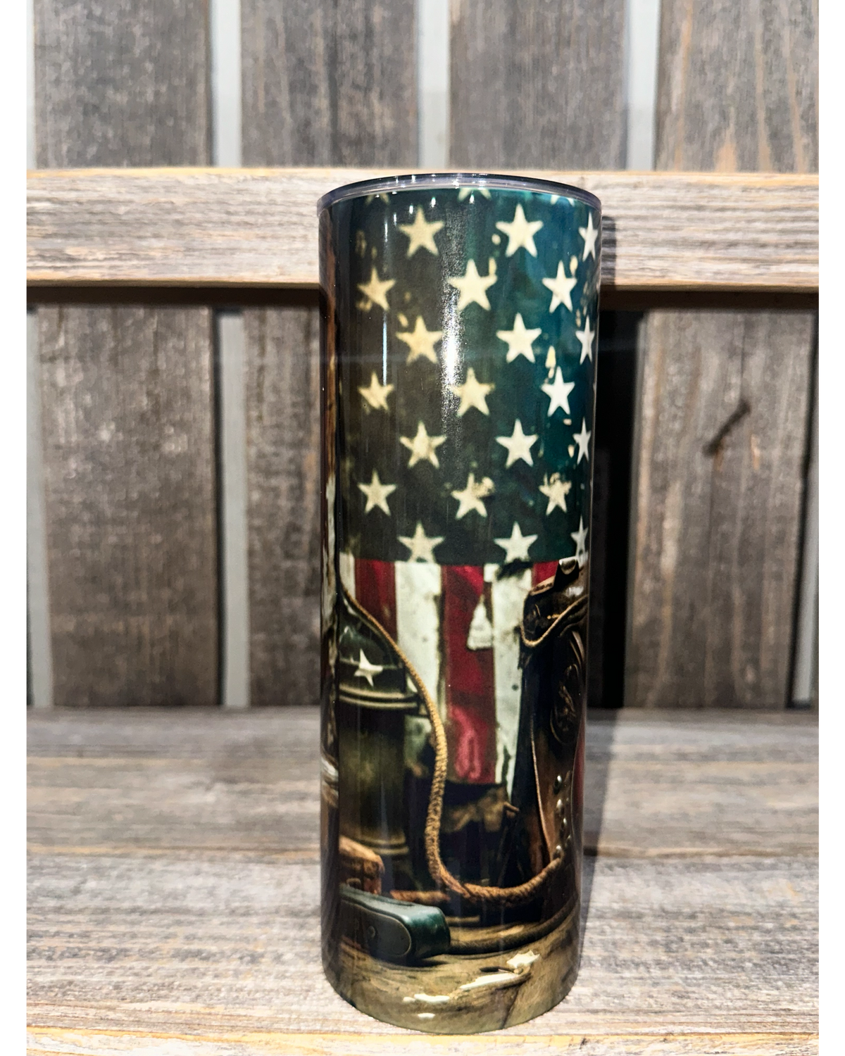 Vintage Guitar and American Flag