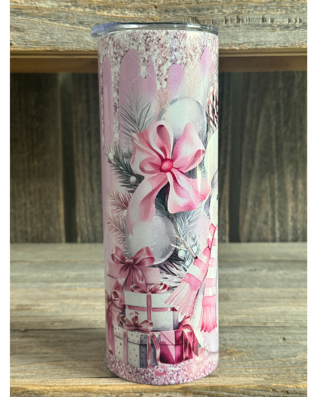 SHIMMER - Snowman With Pink Bow
