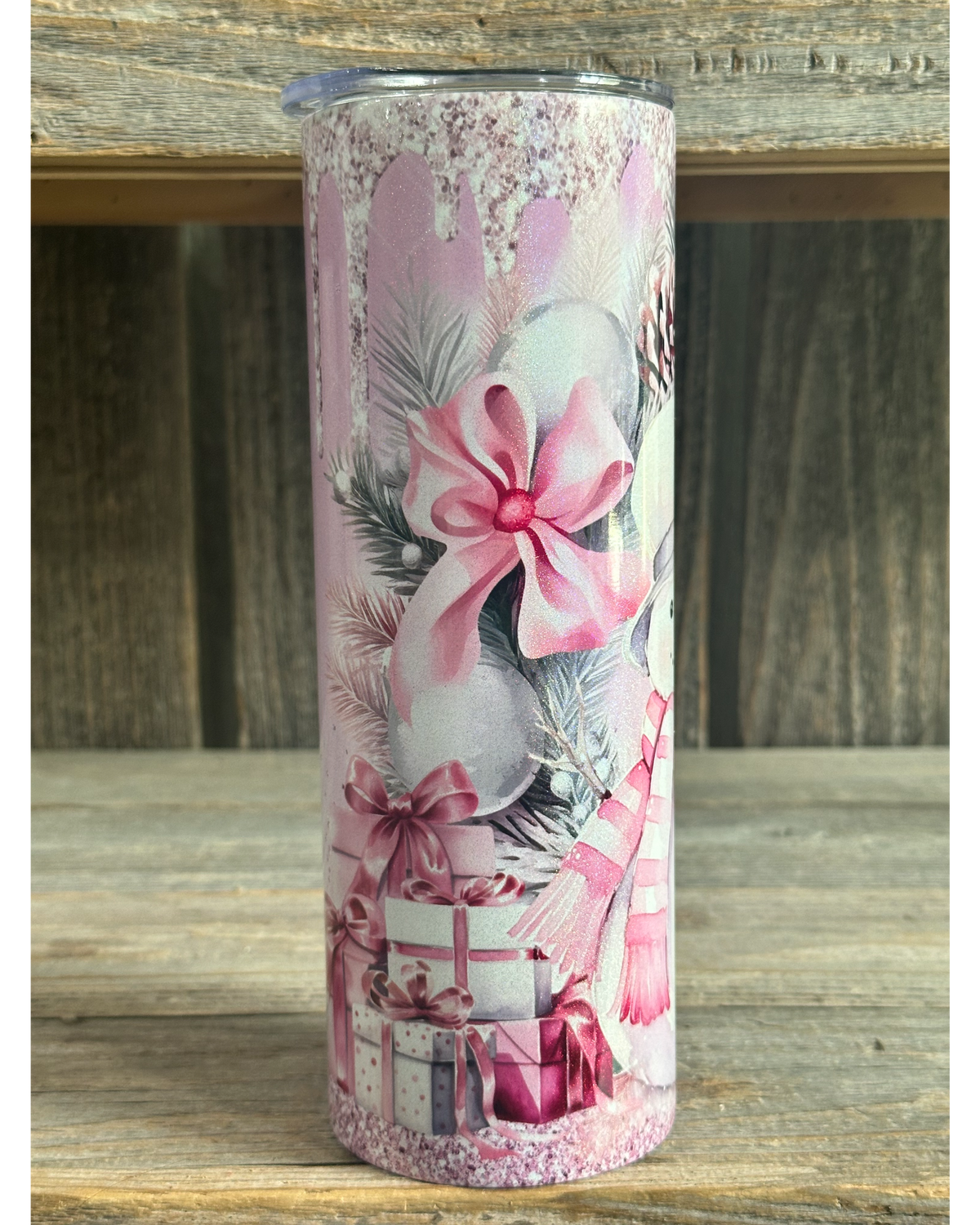 SHIMMER - Snowman With Pink Bow