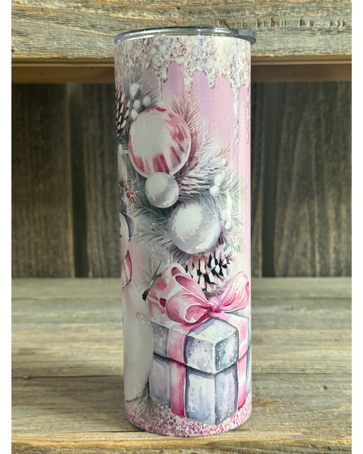 SHIMMER - Snowman With Pink Bow