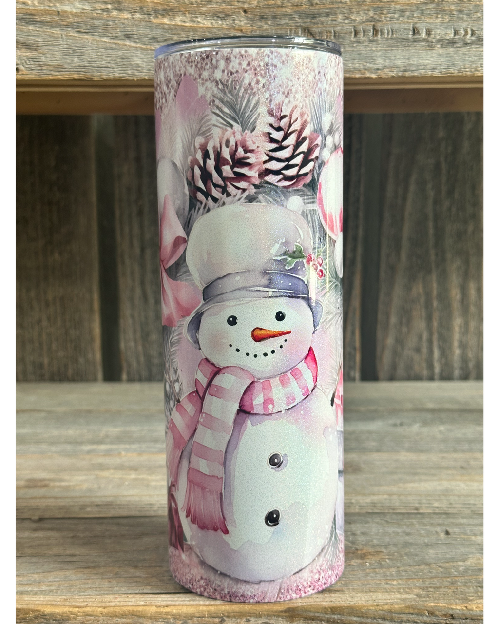 SHIMMER - Snowman With Pink Bow