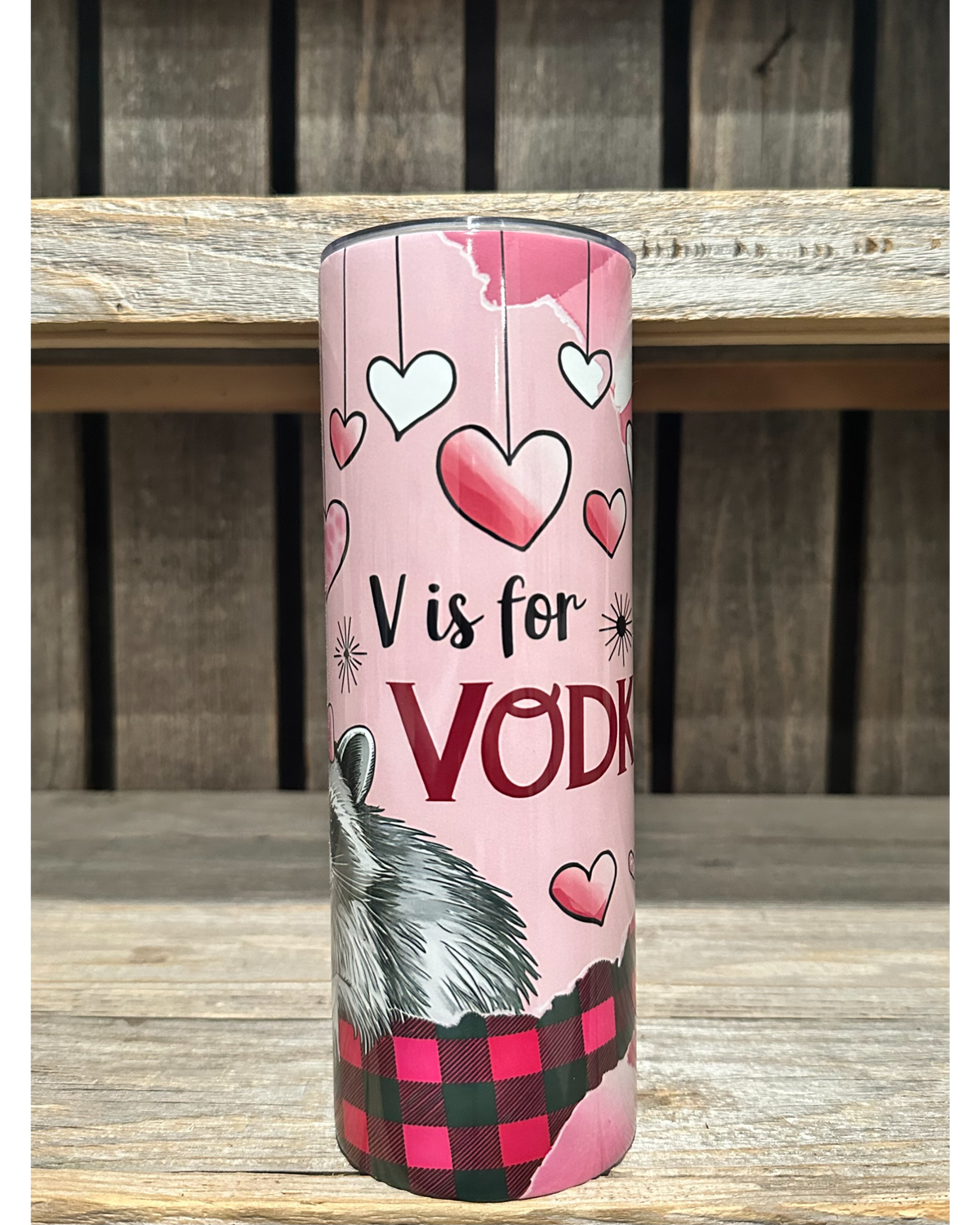 V Is For Vodka - Valentines Day Racoon