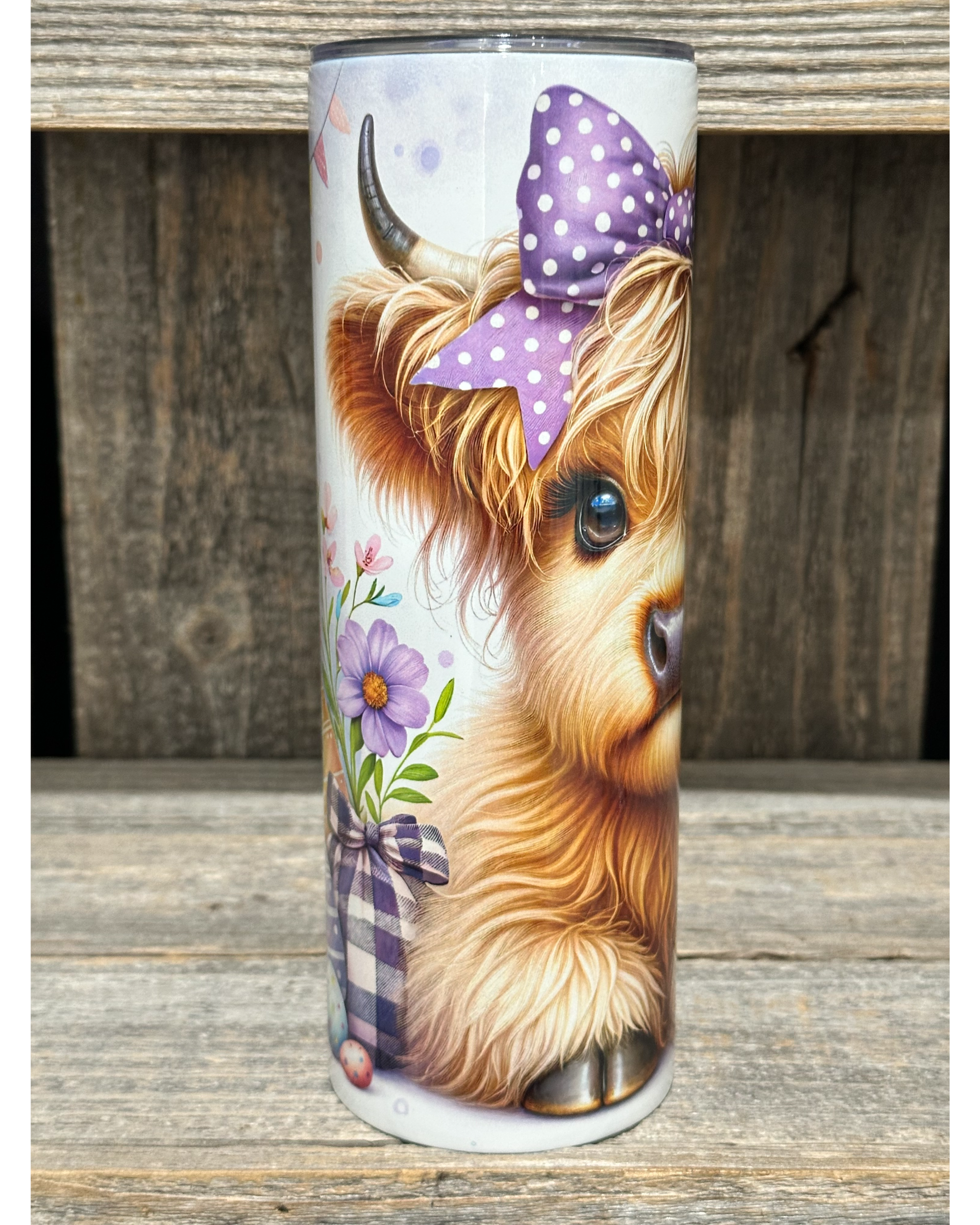 Purple Bow Highland Cow Easter