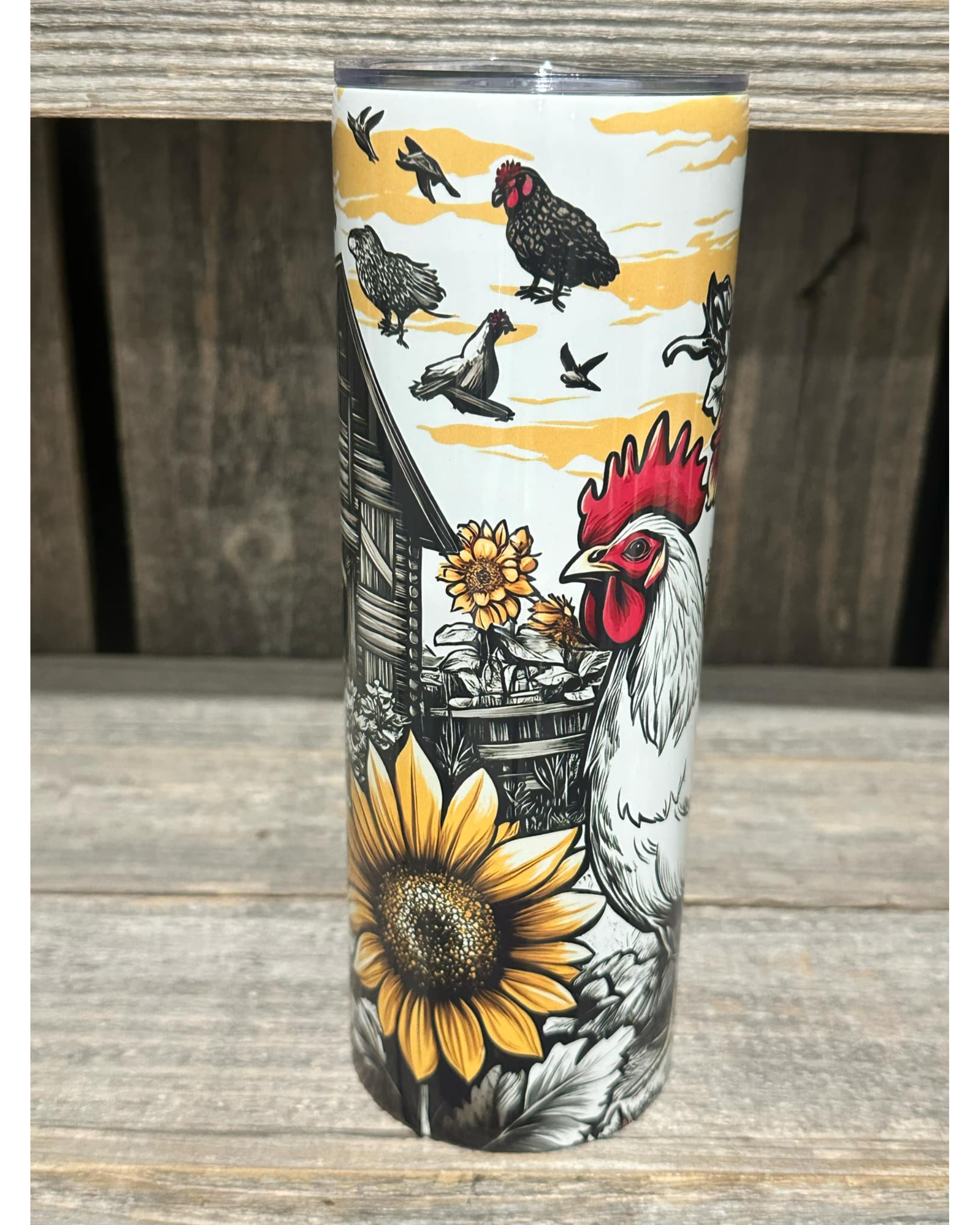 Farm House Rooster Sunflower Morning