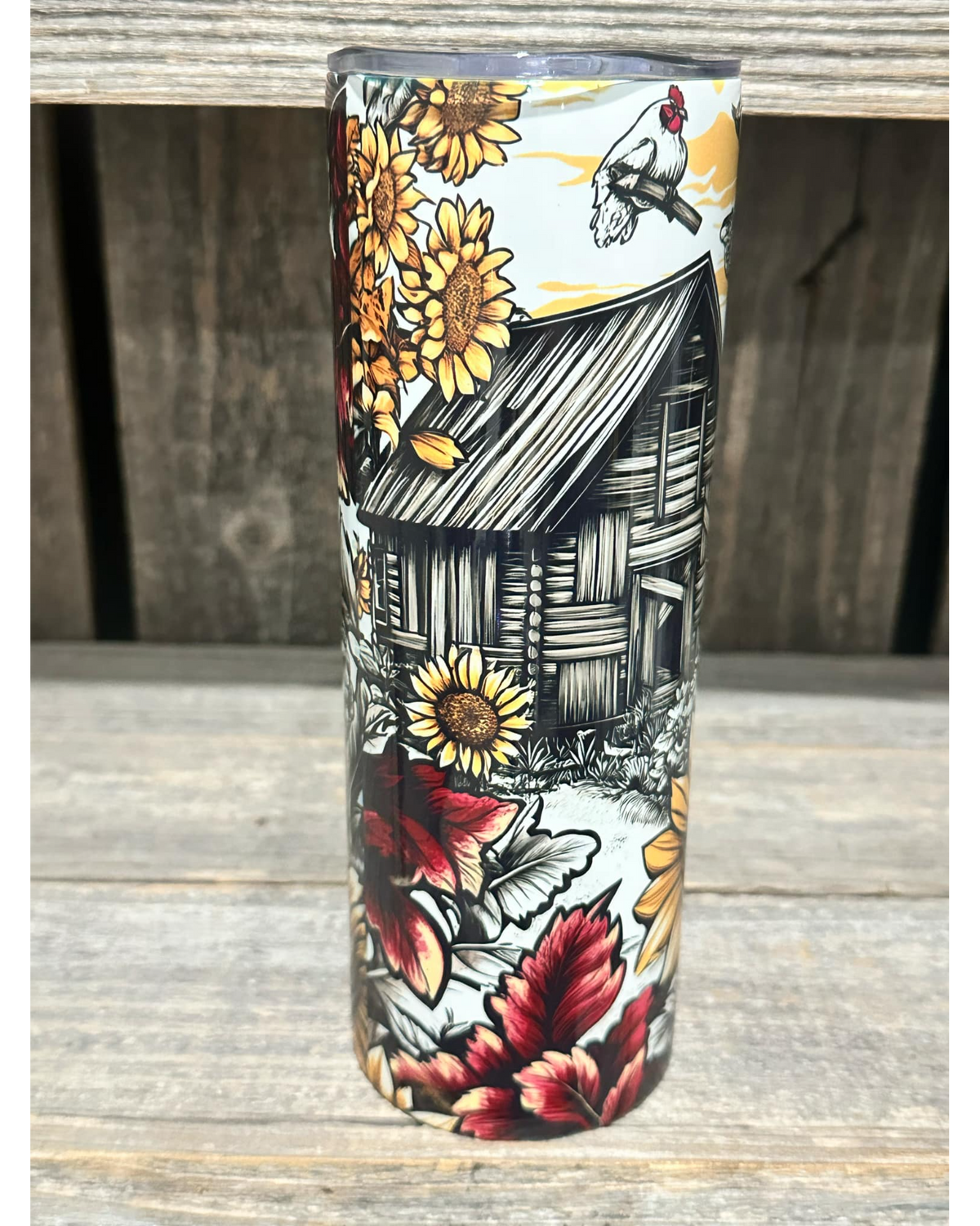 Farm House Rooster Sunflower Morning