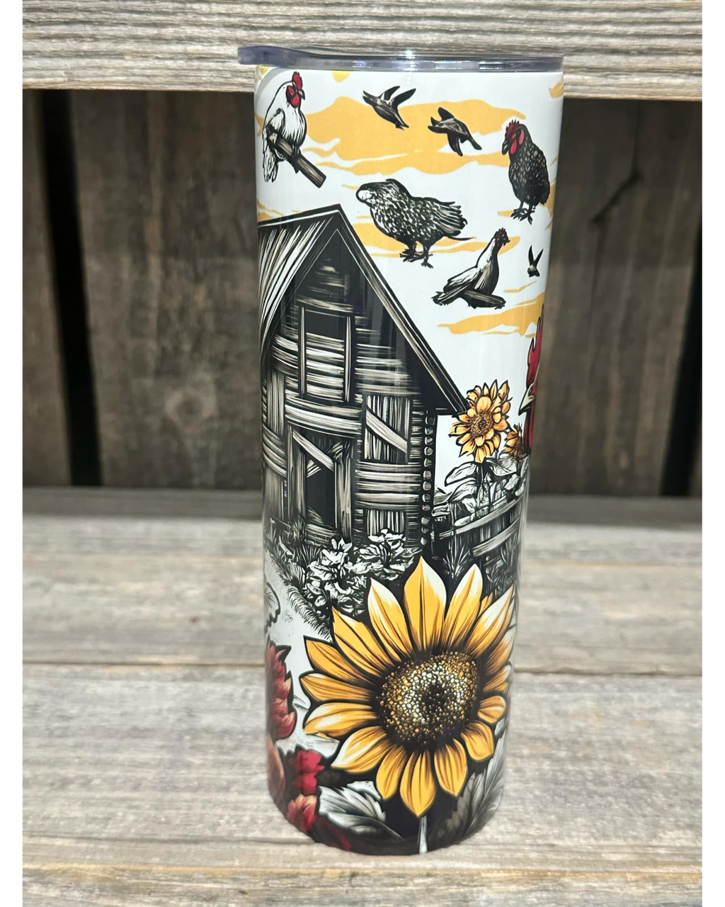 Farm House Rooster Sunflower Morning