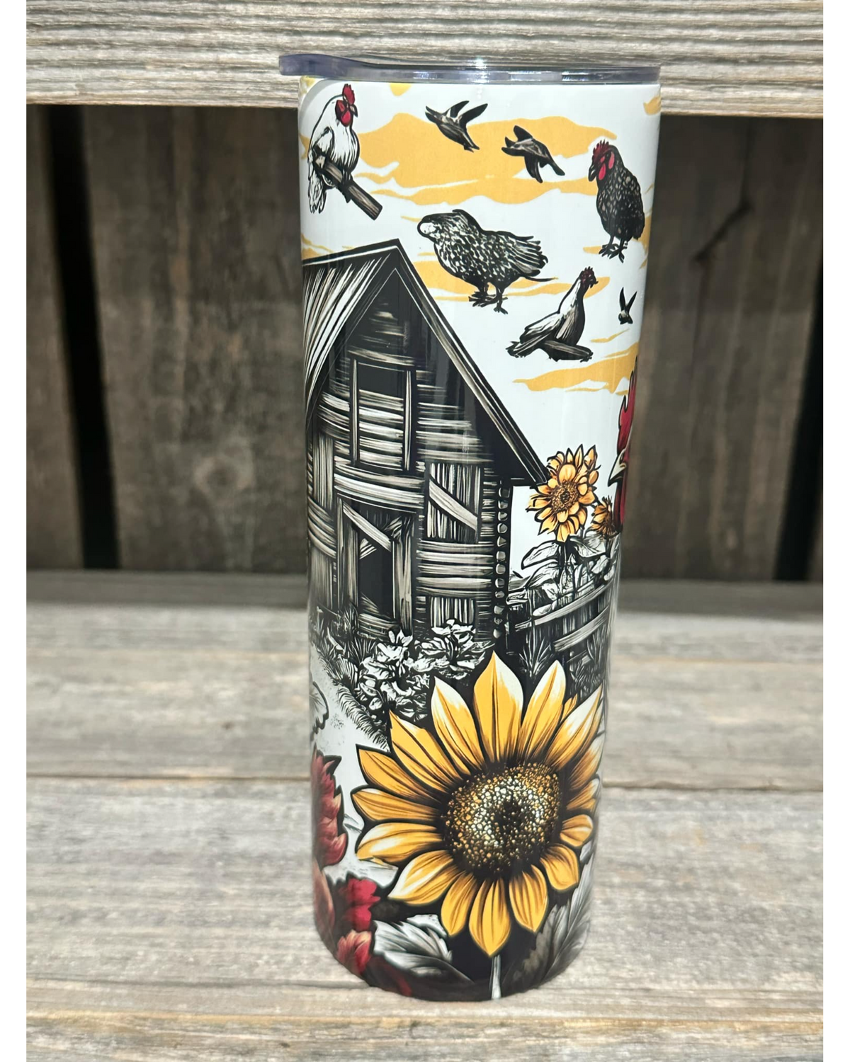 Farm House Rooster Sunflower Morning