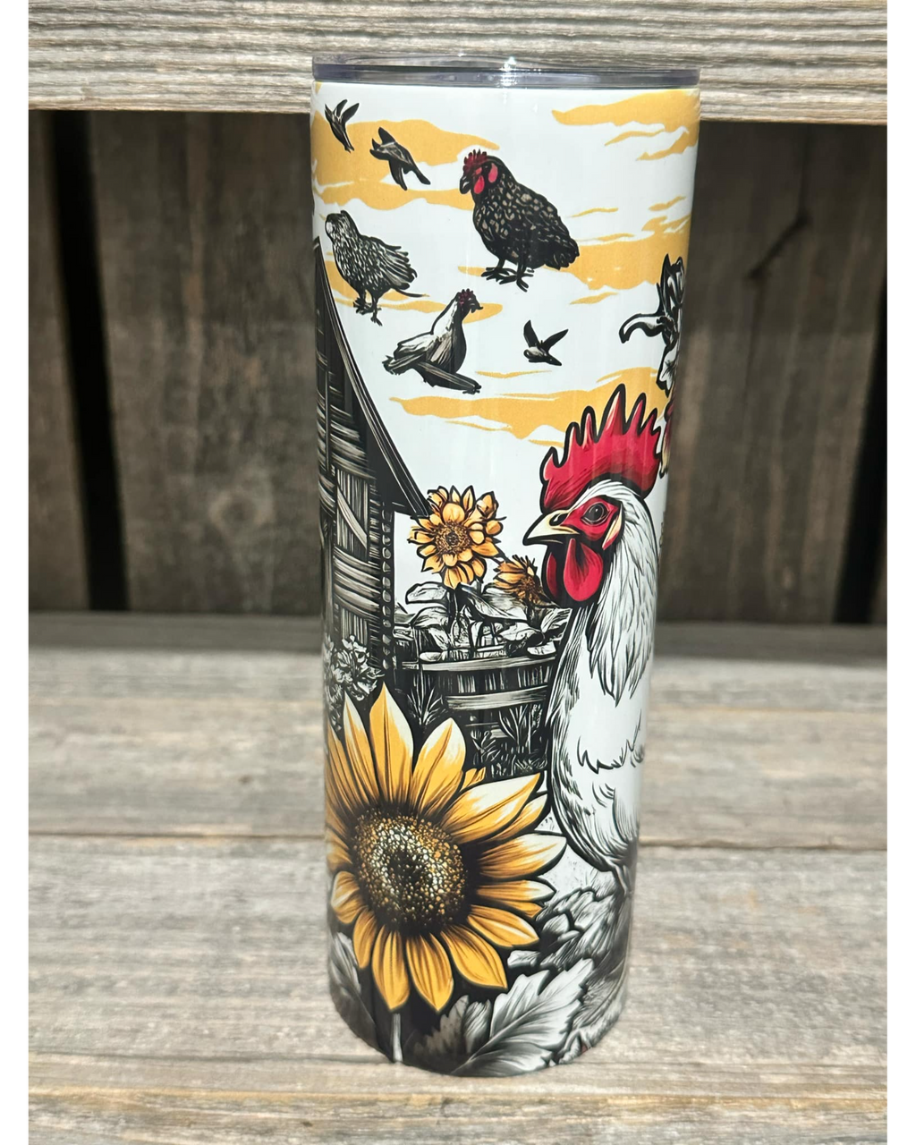 Farm House Rooster Sunflower Morning