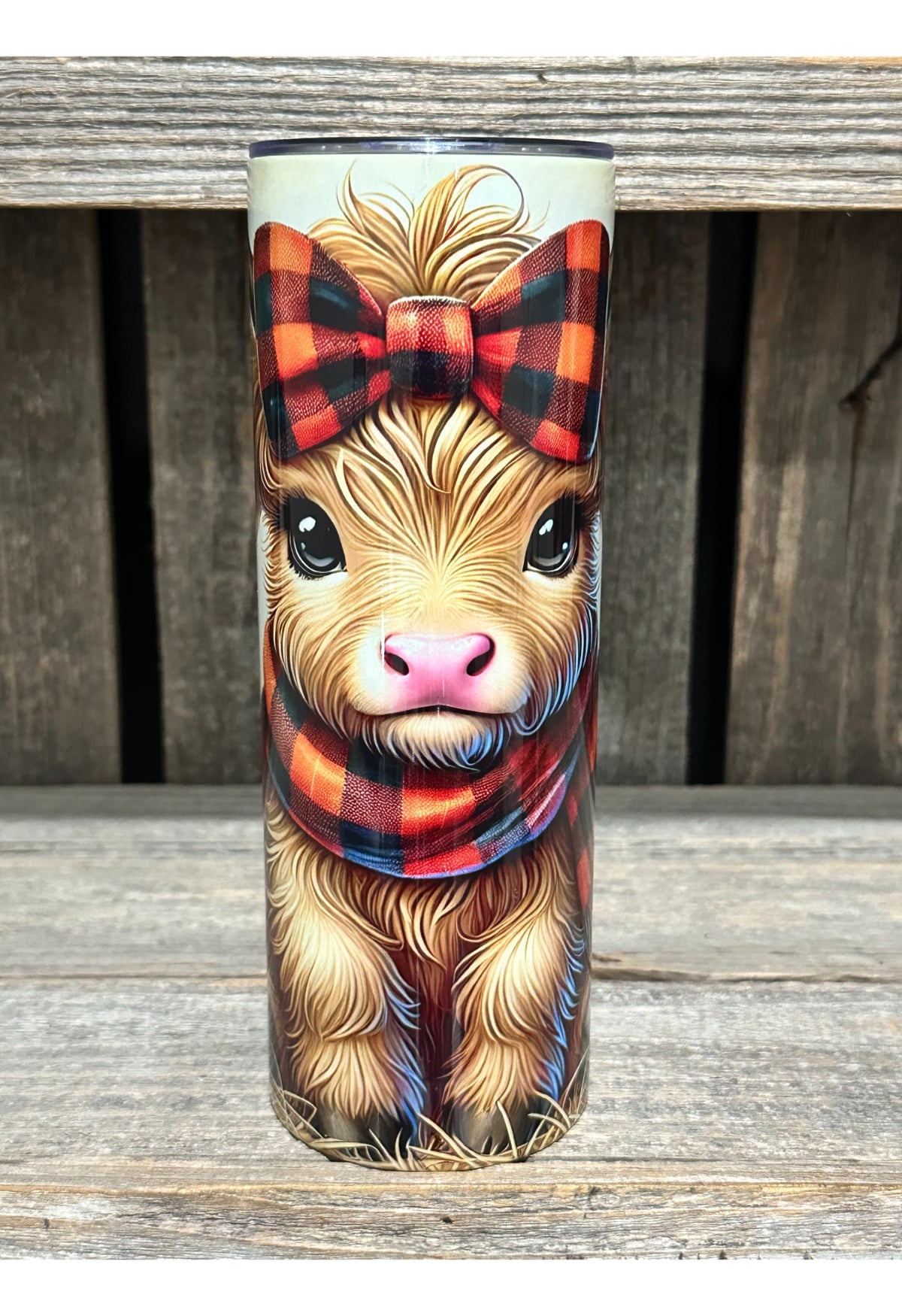 Orange Plaid Pumpkins Highland Cow