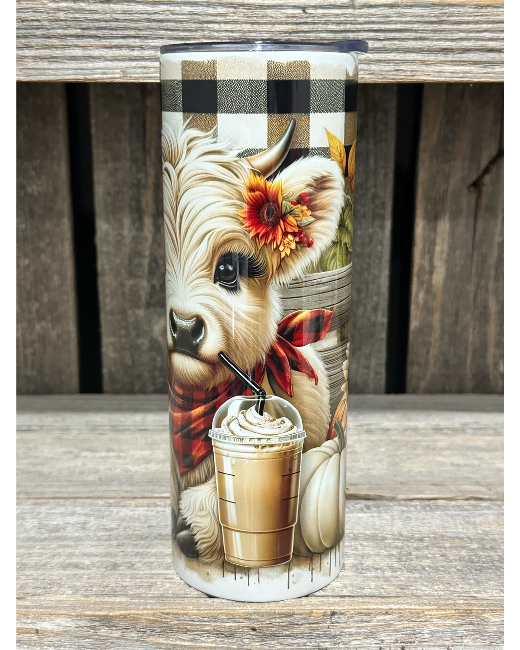 Coffee Fall Plaid Sunflower Pumpkins Highland Cow