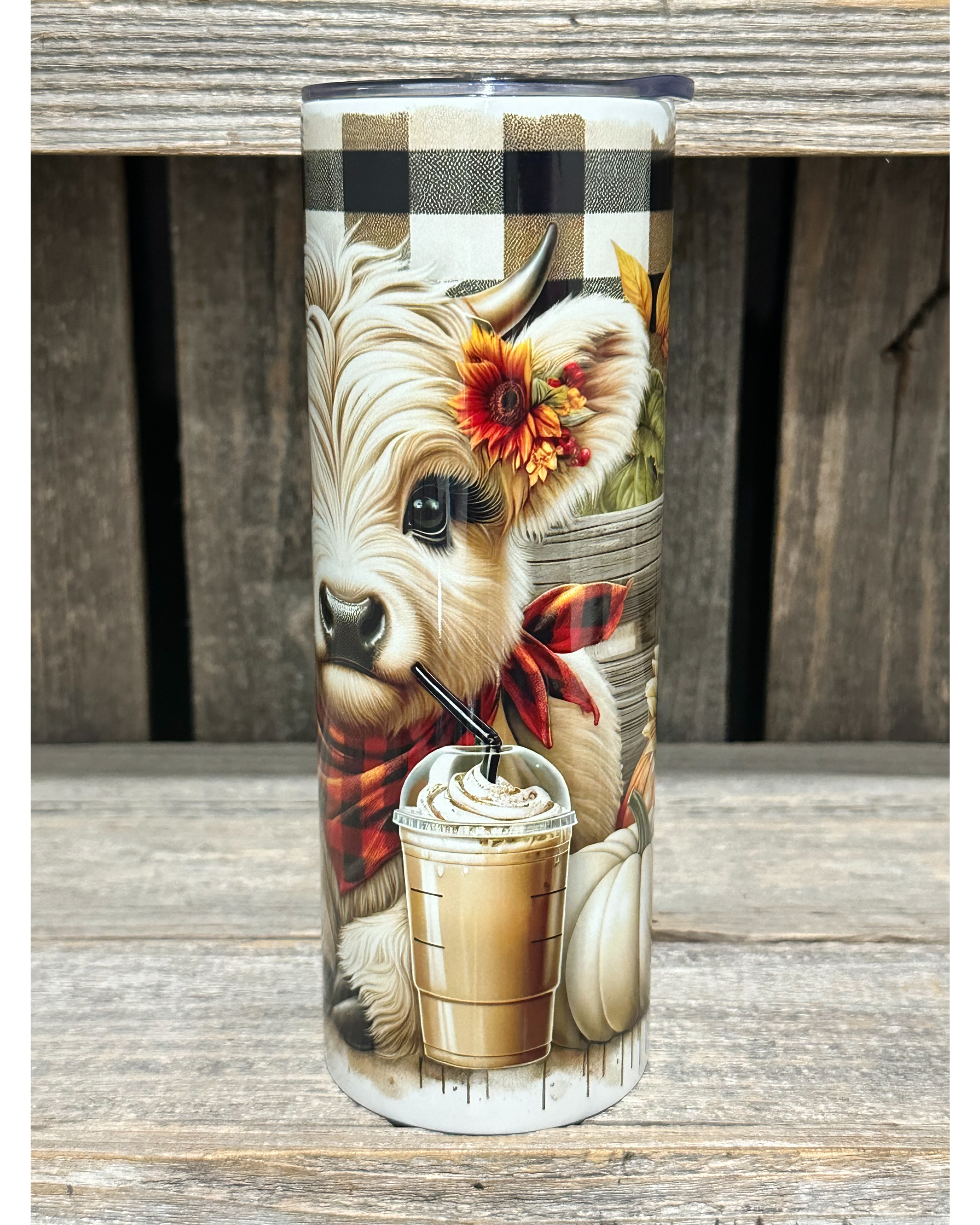 Coffee Fall Plaid Sunflower Pumpkins Highland Cow