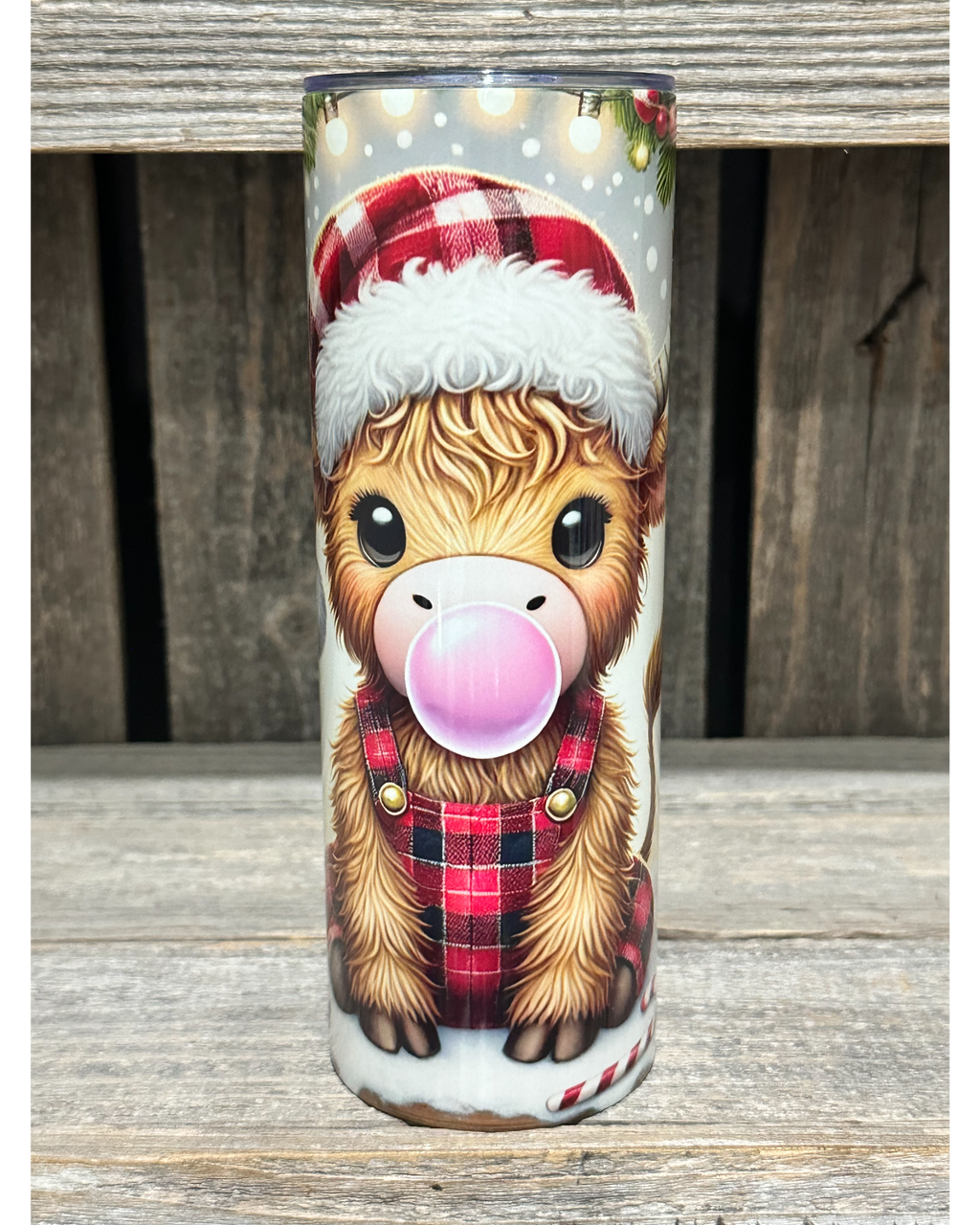 Candy Cane Bubble Gum Highland Cow Christmas