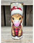 Candy Cane Bubble Gum Highland Cow Christmas