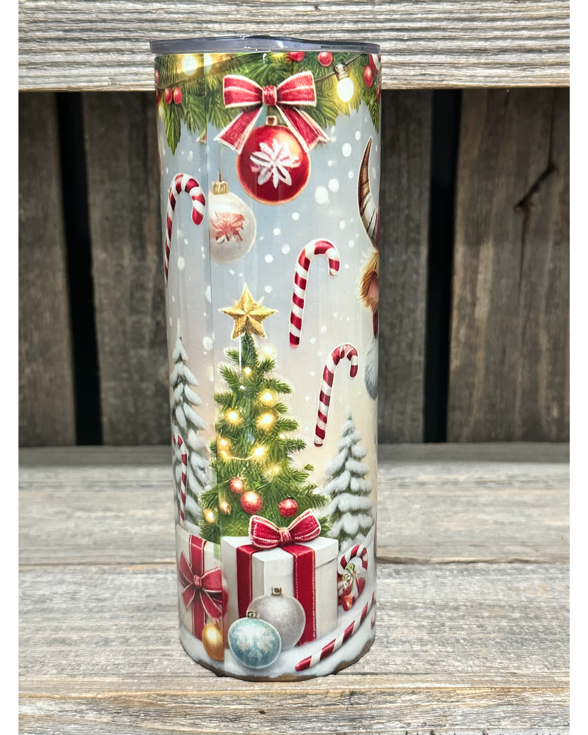 Candy Cane Bubble Gum Highland Cow Christmas